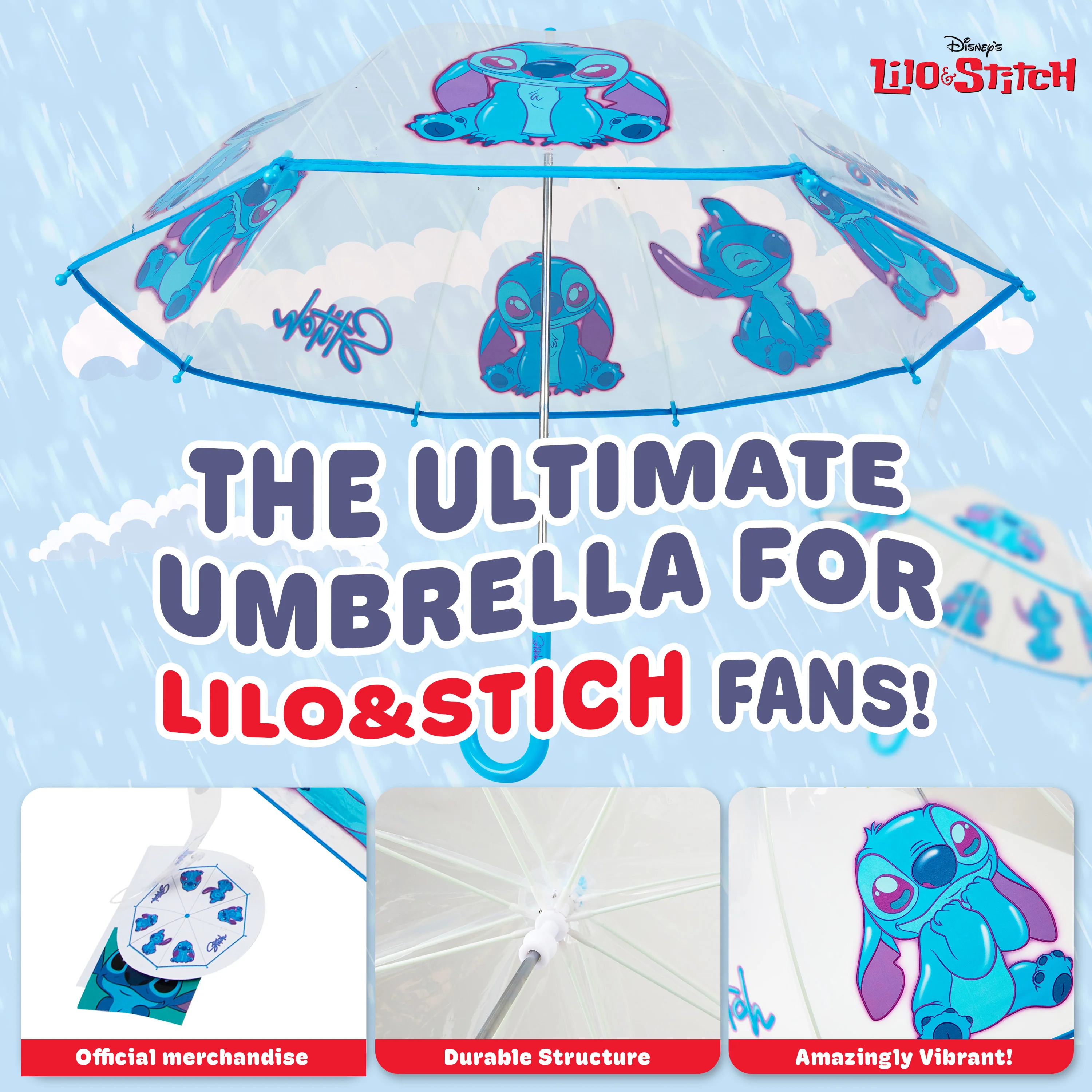 Disney Stitch Clear Dome Umbrella for Girls -Folding Transparent Umbrella - Image 3