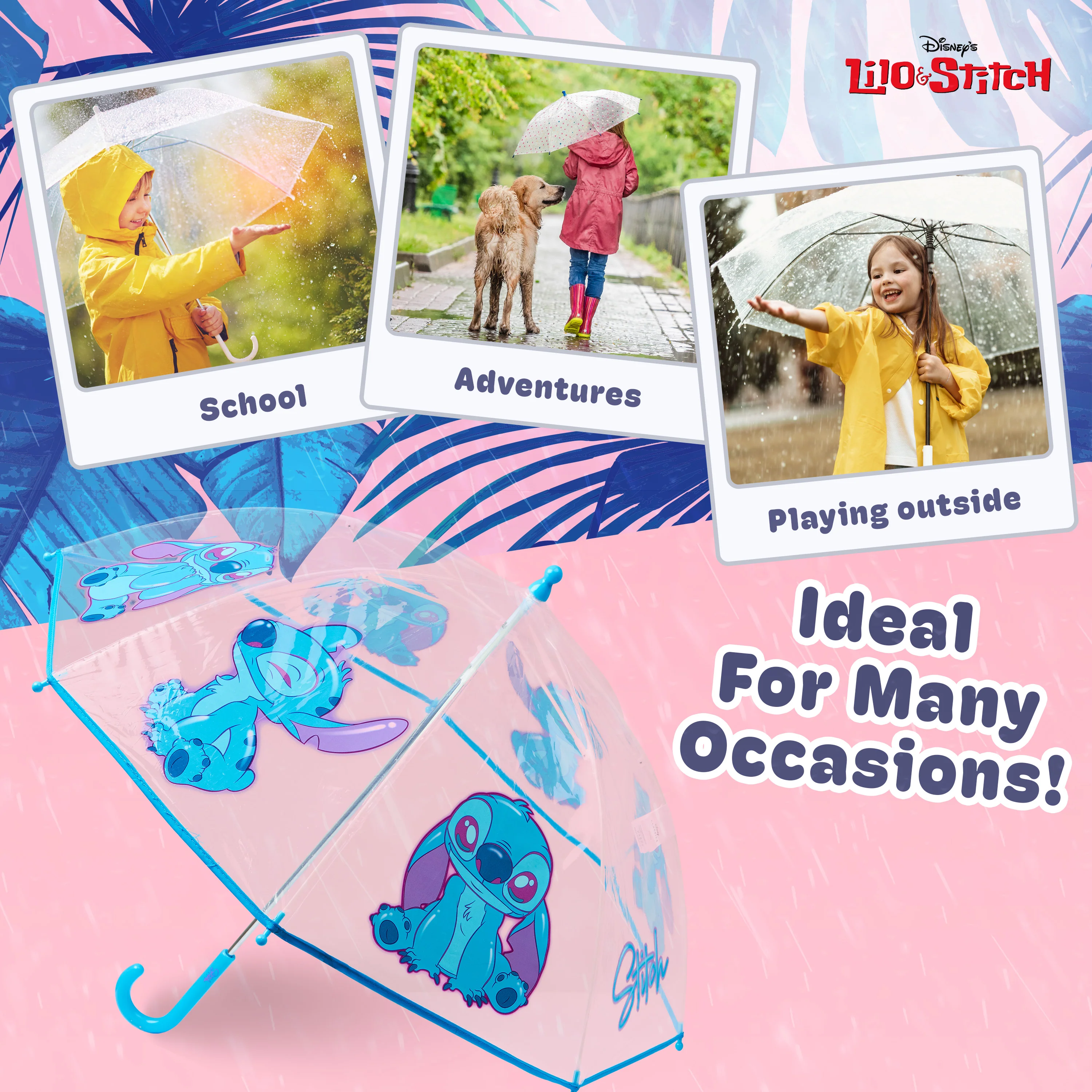 Disney Stitch Clear Dome Umbrella for Girls -Folding Transparent Umbrella - Image 4