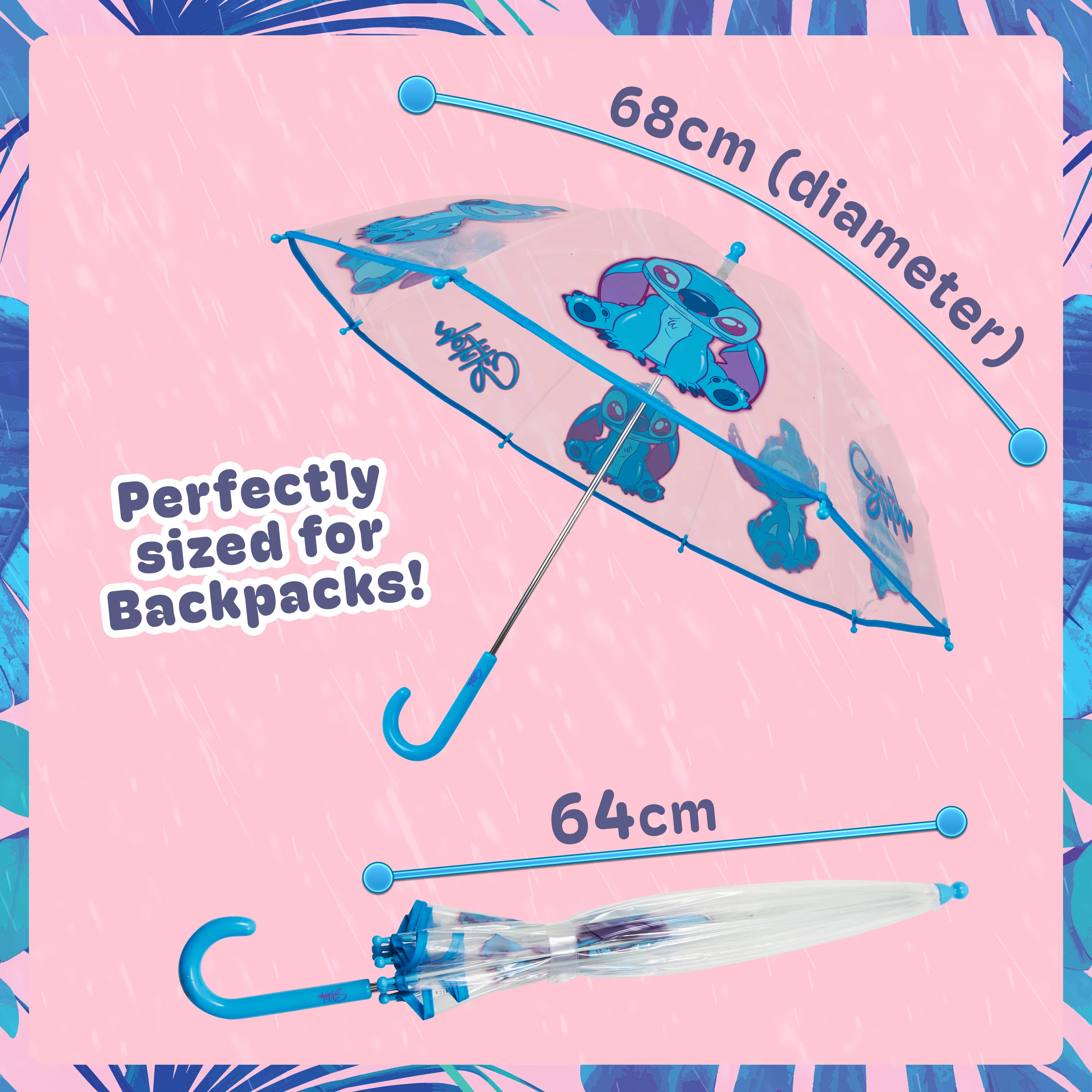 Disney Stitch Clear Dome Umbrella for Girls -Folding Transparent Umbrella - Image 6