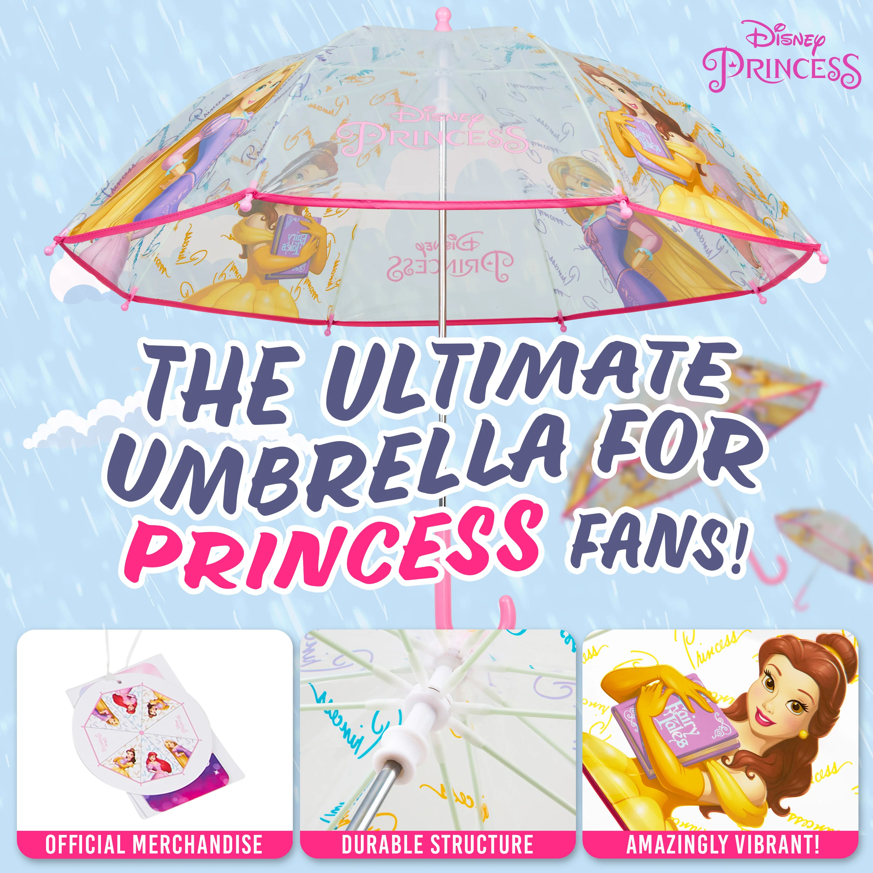Disney Princess Clear Dome Umbrella for Girls - a Folding Transparent Umbrella - Image 3