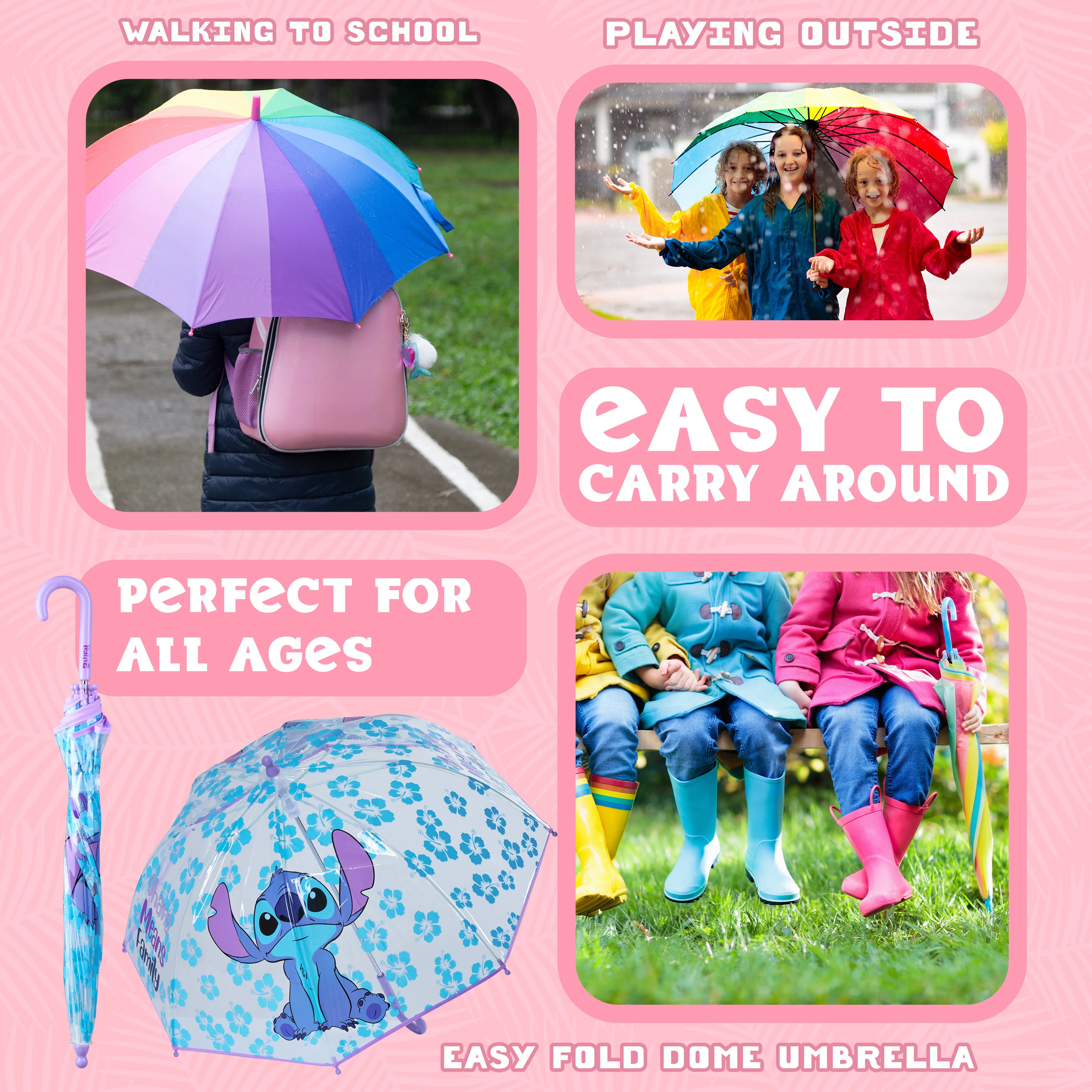 Disney Stitch Clear Dome Umbrella for Girls - Transparent Umbrella - Image 4