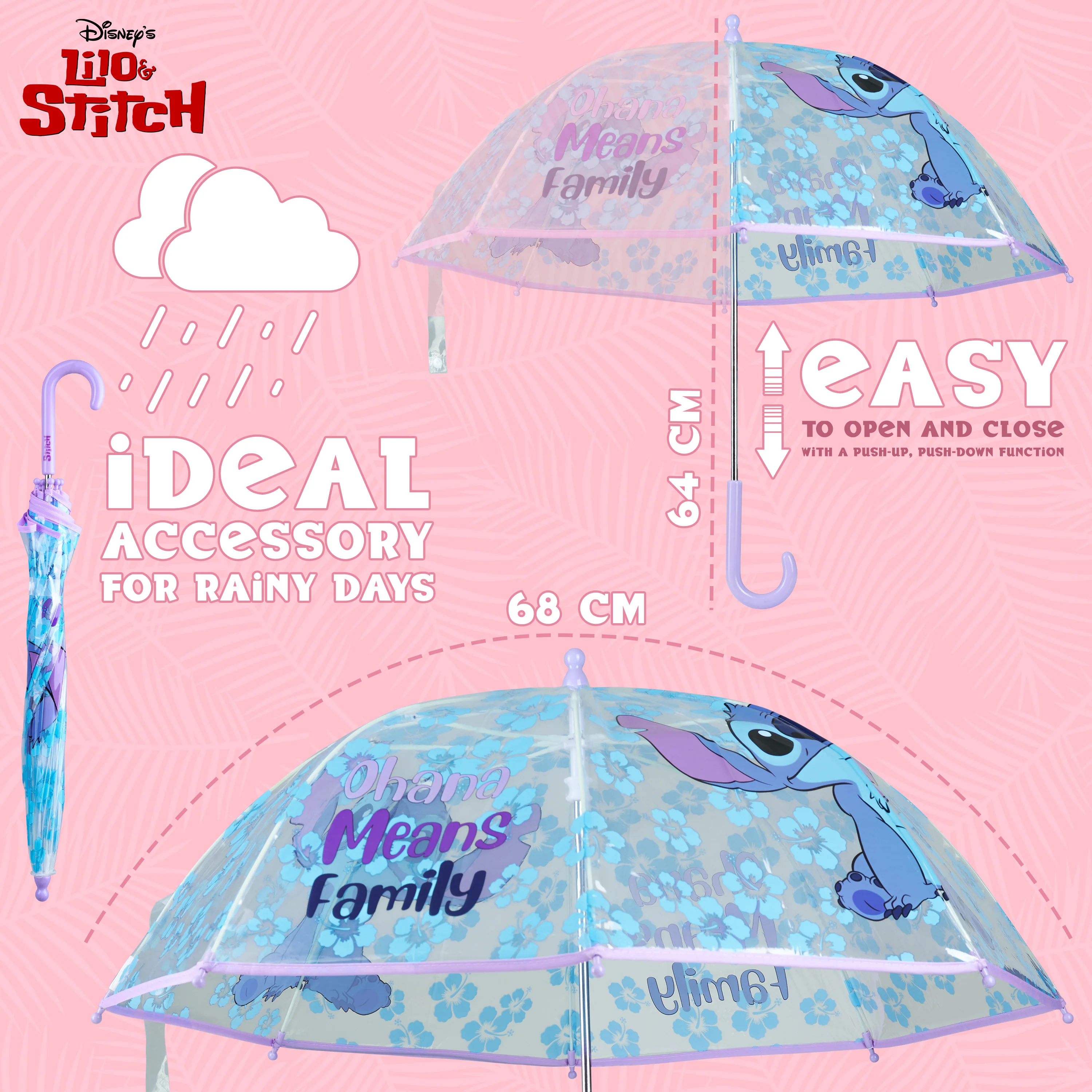 Disney Stitch Clear Dome Umbrella for Girls - Transparent Umbrella - Image 6