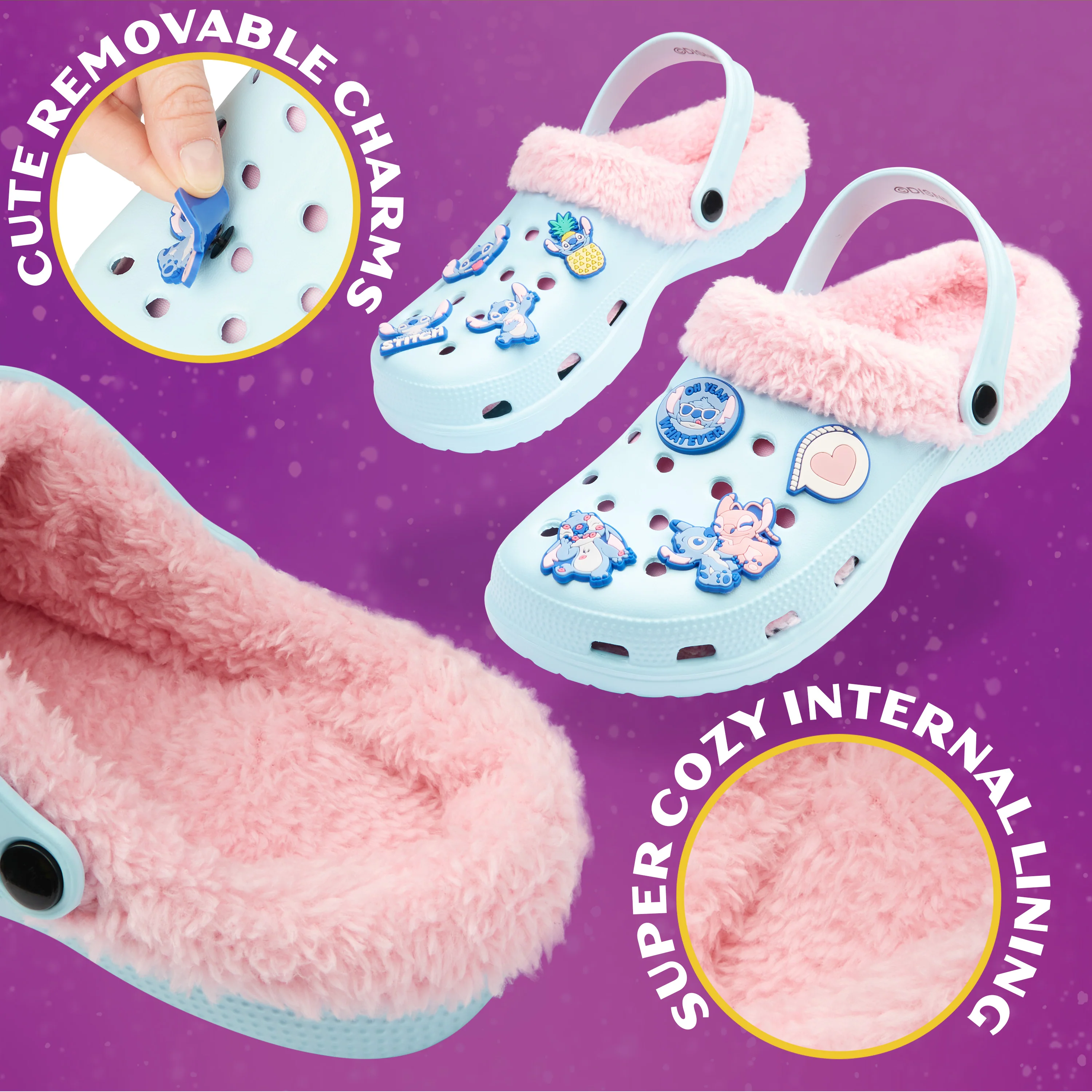 Disney Stitch Clogs for Women Fleece Lining Slip On Garden Shoes Heel Strap with Charms - Image 5