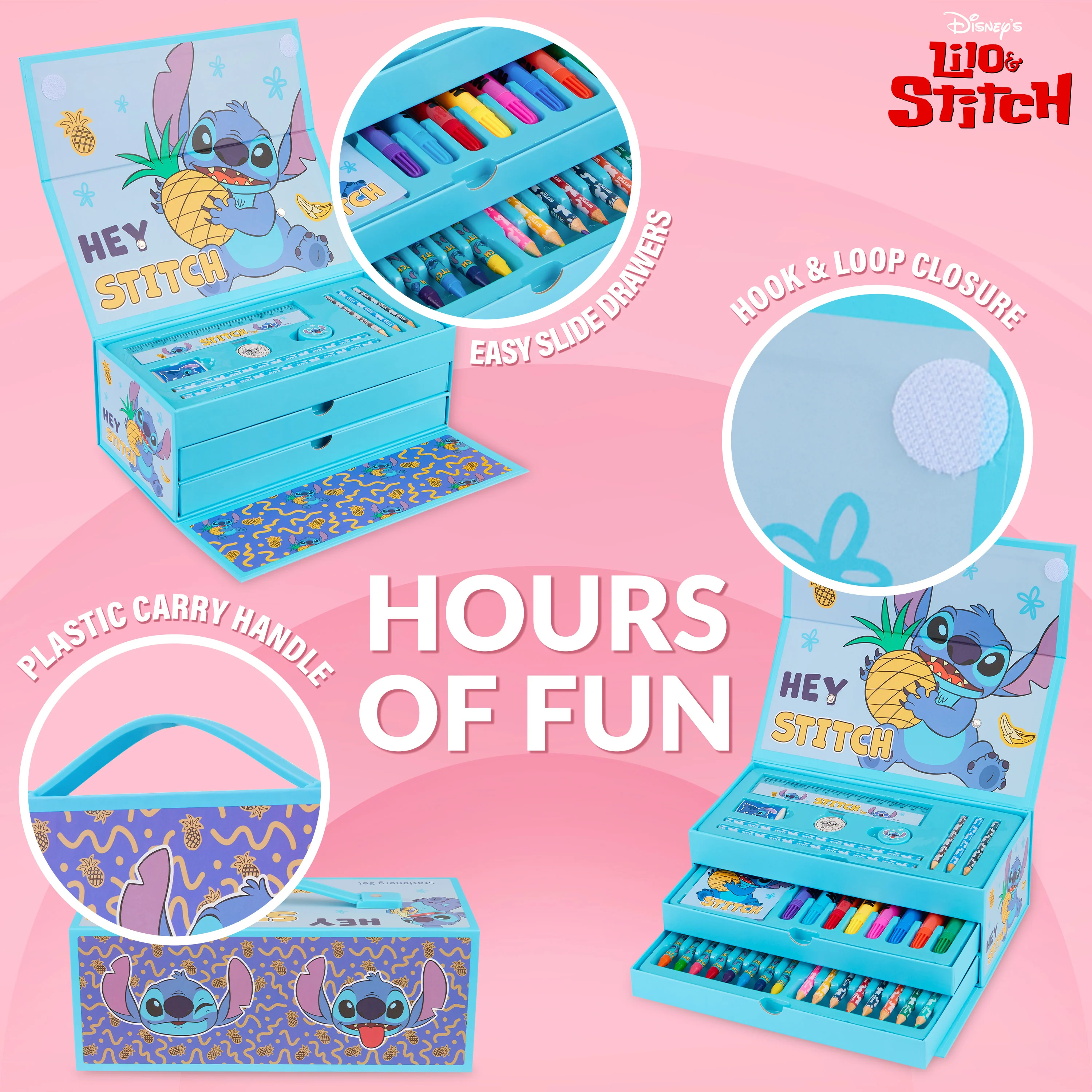 Disney Stitch Kids Art Set, Colouring Pencils Pens Crayons Art Supplies in Art Box 30 Plus Pcs - Stitch Gifts for Girls (Blue Stitch) - Image 4