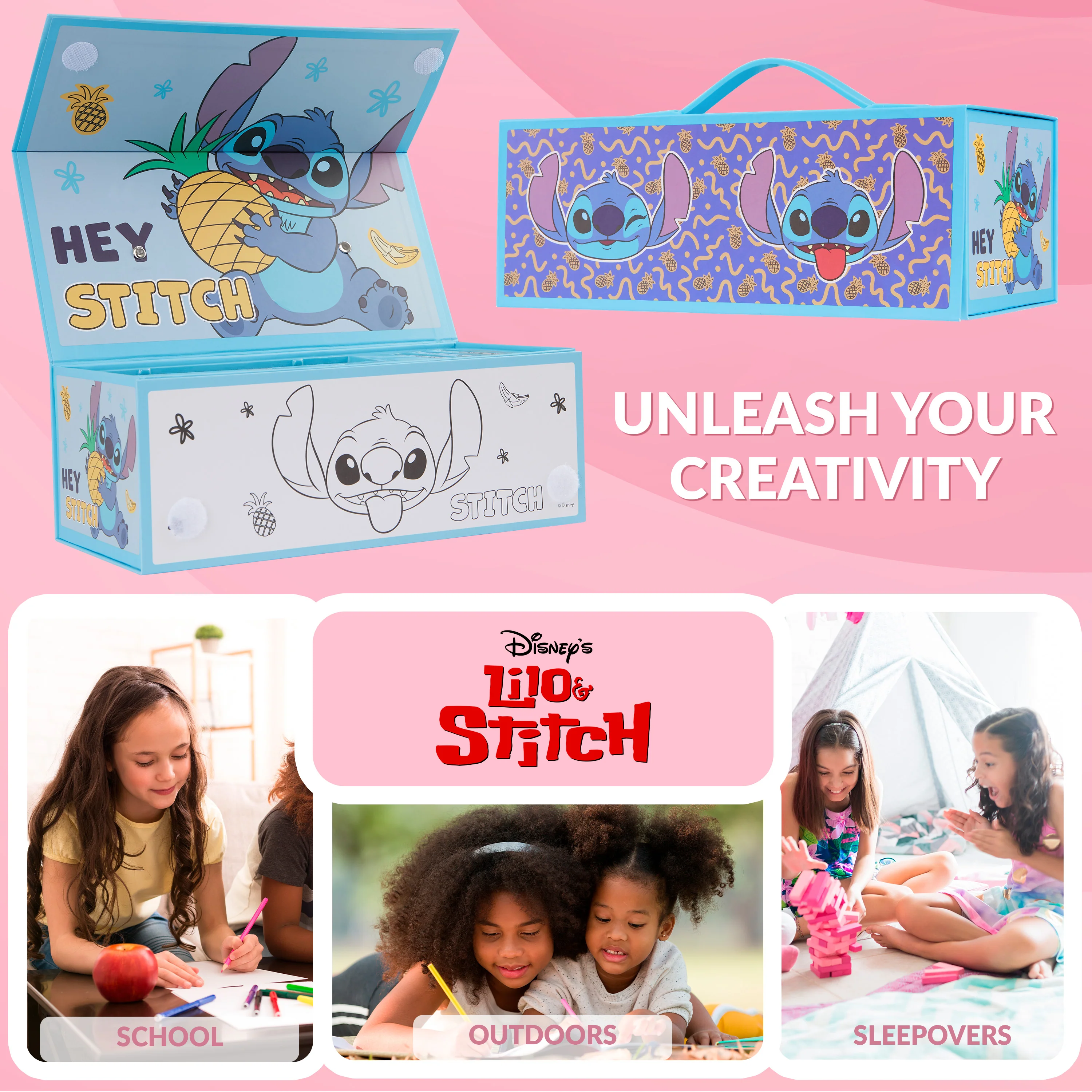 Disney Stitch Kids Art Set, Colouring Pencils Pens Crayons Art Supplies in Art Box 30 Plus Pcs - Stitch Gifts for Girls (Blue Stitch) - Image 5