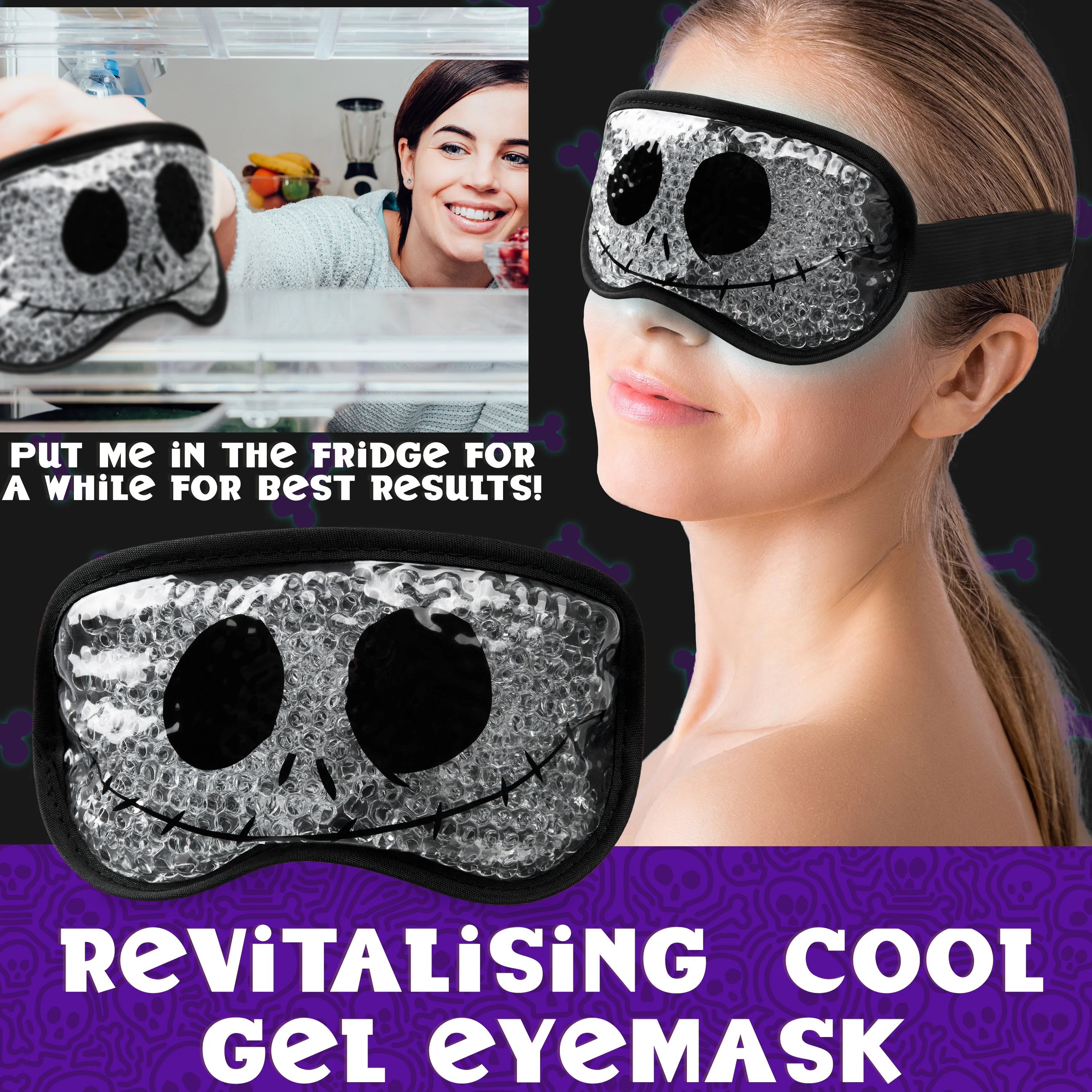 Disney Stitch Cooling Eye Mask & Beauty Accessories Set with Claw Clip Skincare Headband Soothing Cooling Eye Pads, Pampering Beauty Gifts for Women (Black) - Image 4