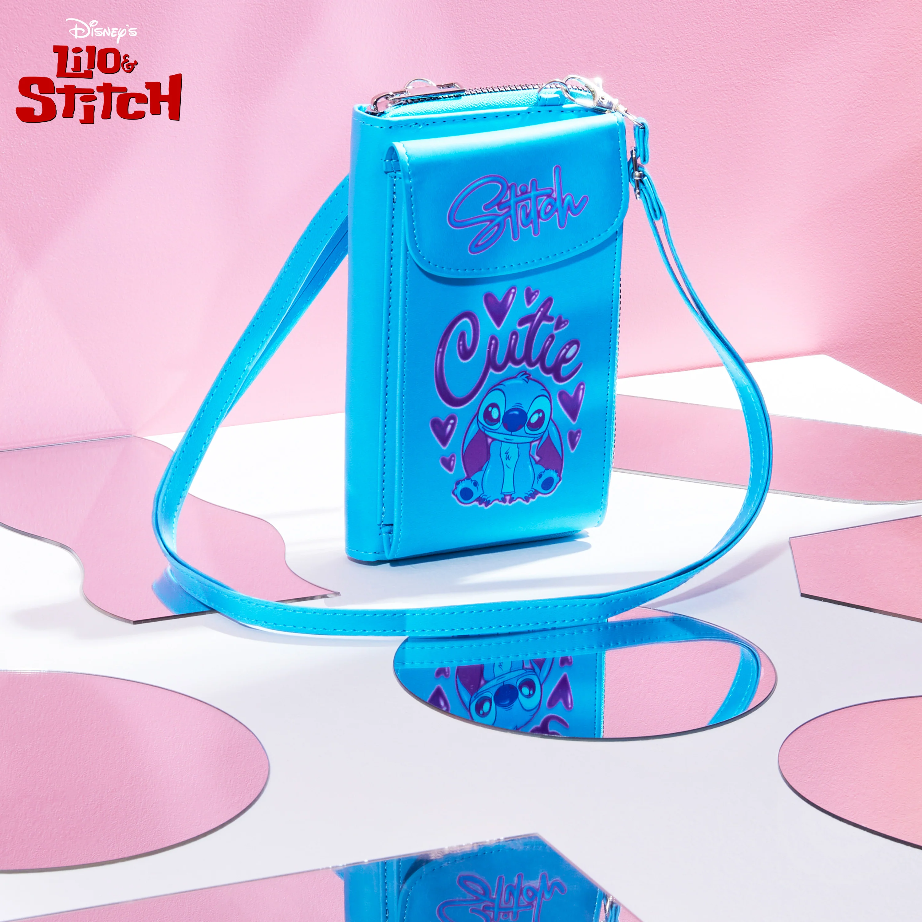 Disney Stitch Crossbody Bag for Girls Phone Bag with Card Slots Adjustable Strap - Blue - Image 2