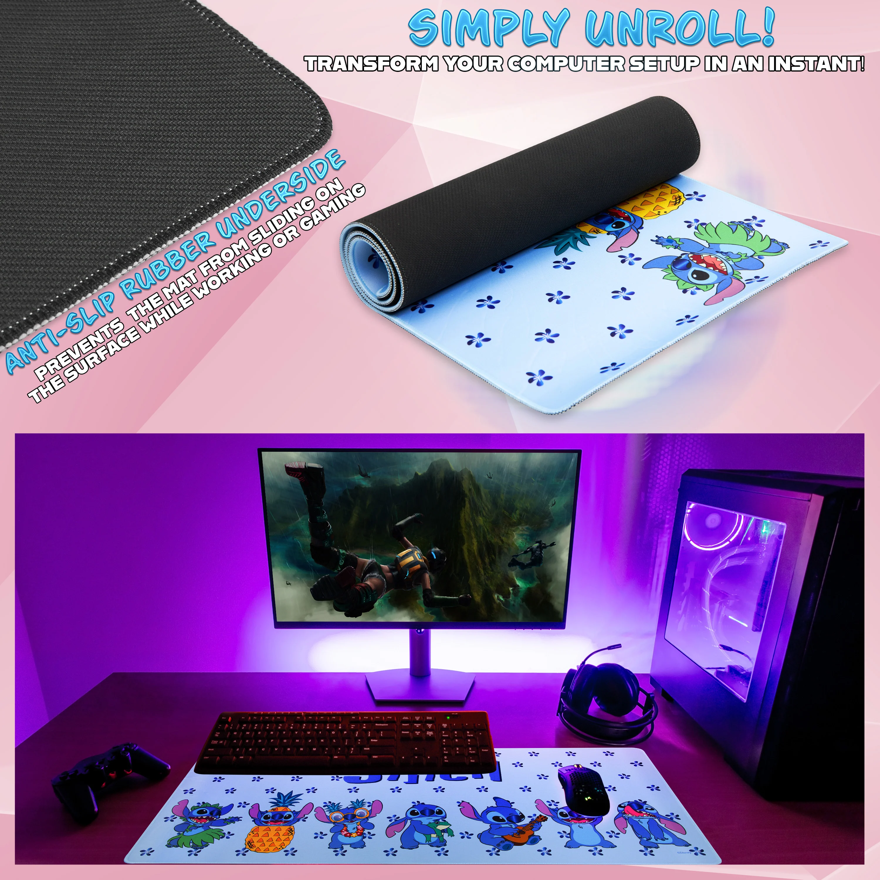 Disney Stitch Desk Mat, Large Mouse Mat - Blue Stitch - Image 5