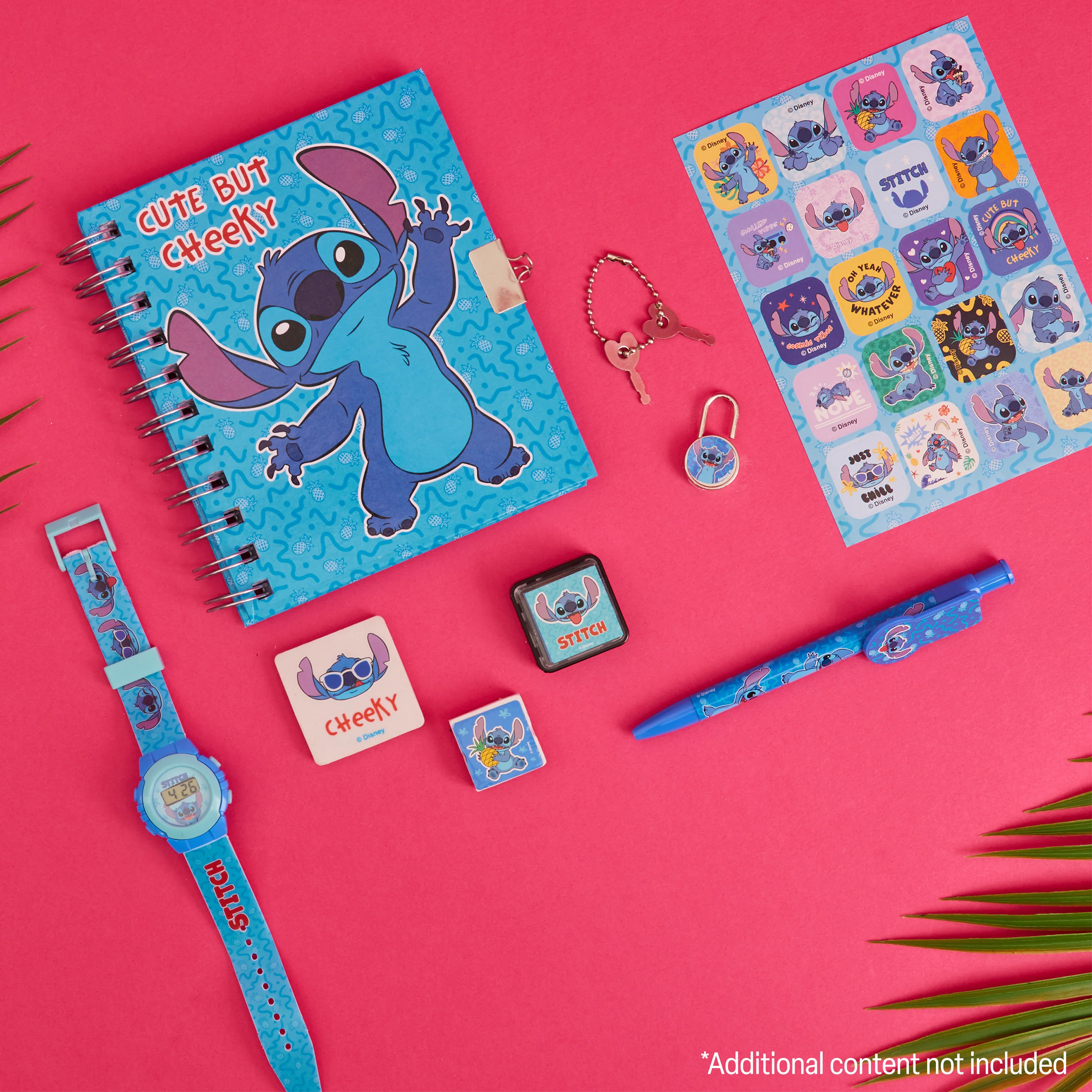 Disney Stitch Digital Kids Watch & Accessories Set, Colourful Watch with Plastic Strap Lockable Diary Ink Stamps, Stitch Gifts - Image 5