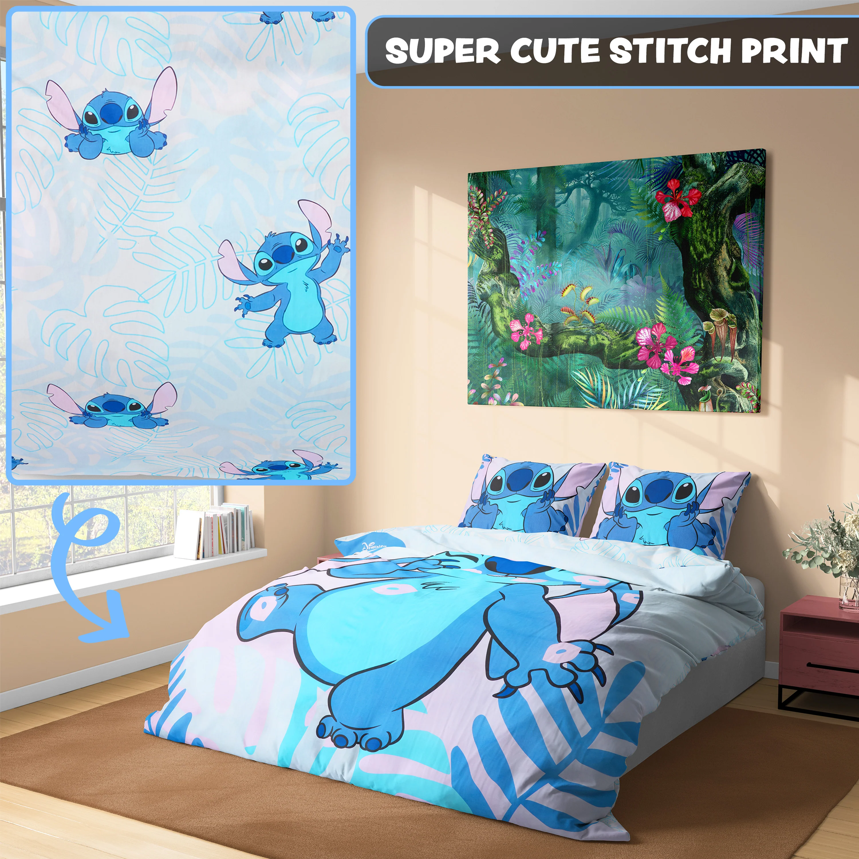 Disney Stitch Duvet Cover and Pillowcase Set Kids Teens Bedding Bedroom Accessories -Double (Blue Stitch Double) - Image 3