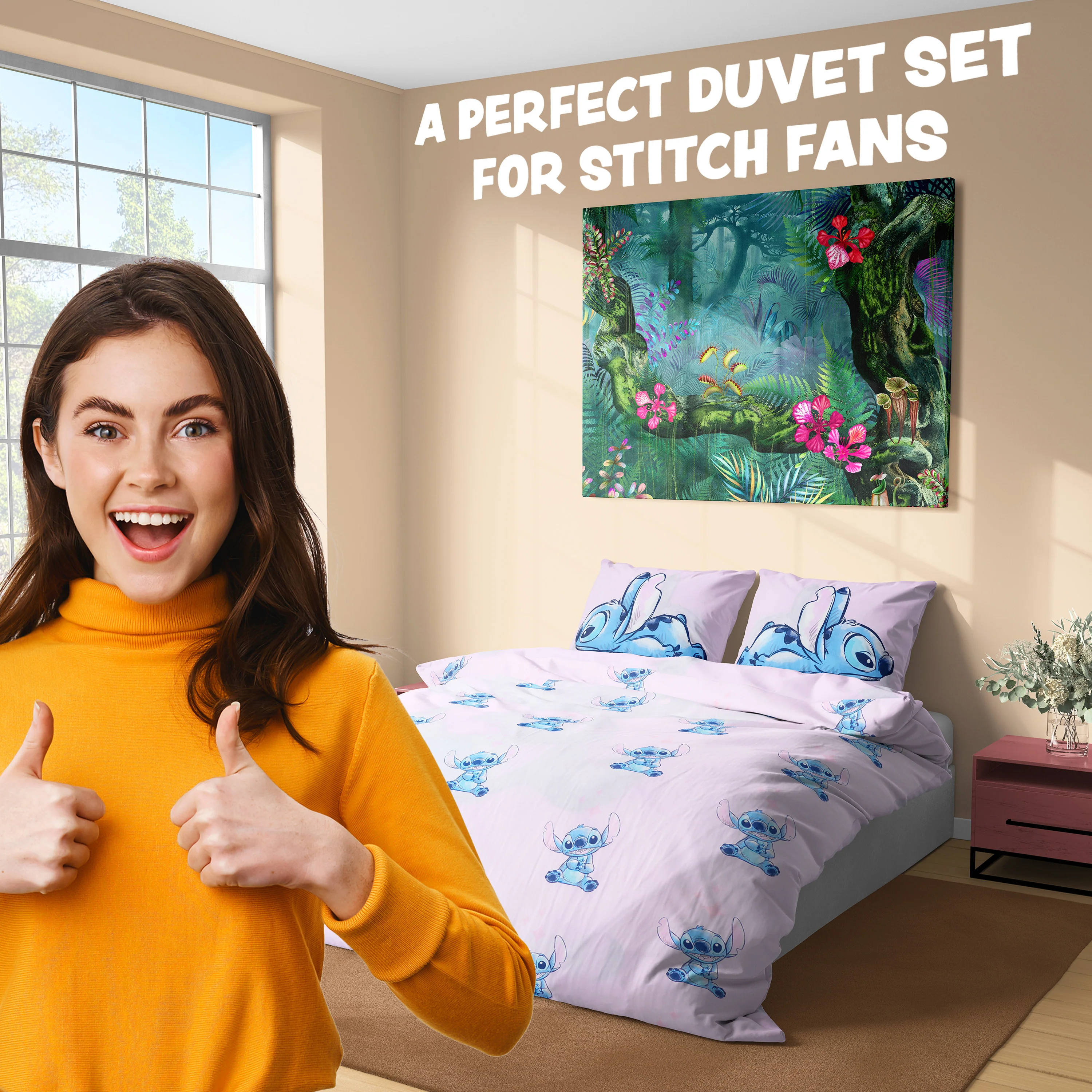 Disney Stitch Duvet Cover and Pillowcase Set Kids Teens Bedding Bedroom Accessories - Double (Pink Stitch Double) - Image 5