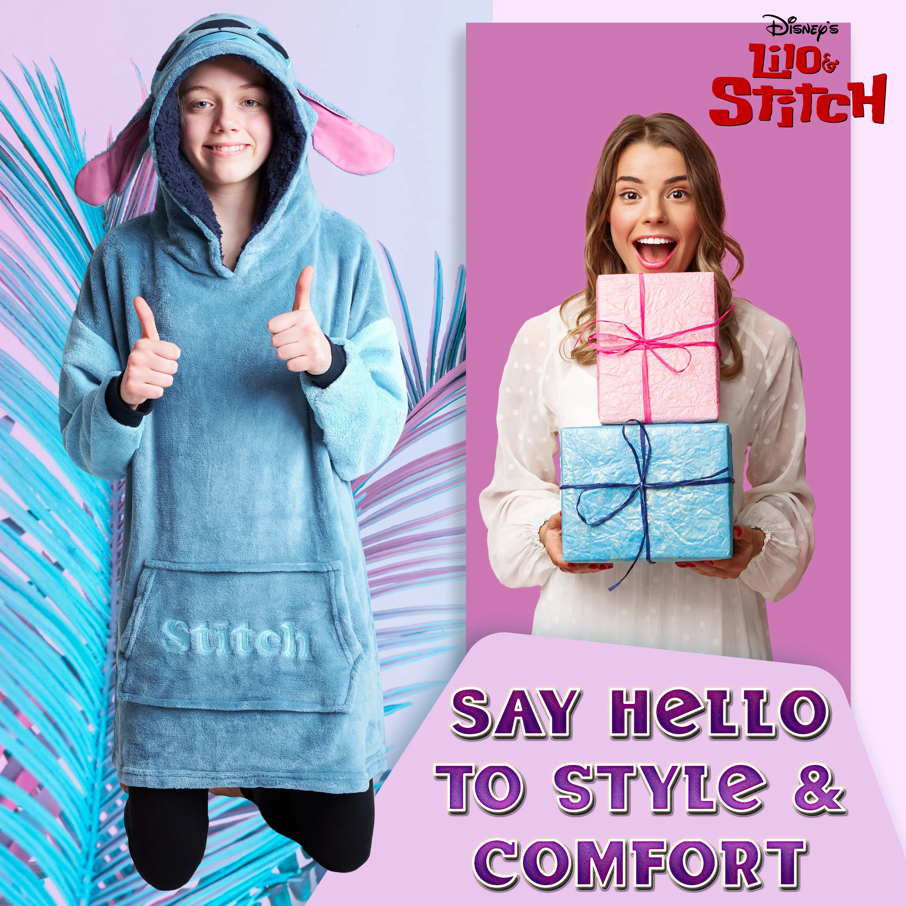 Disney Stitch Fleece Hoodie Blanket for Kids and Teenagers - One Size - Image 3
