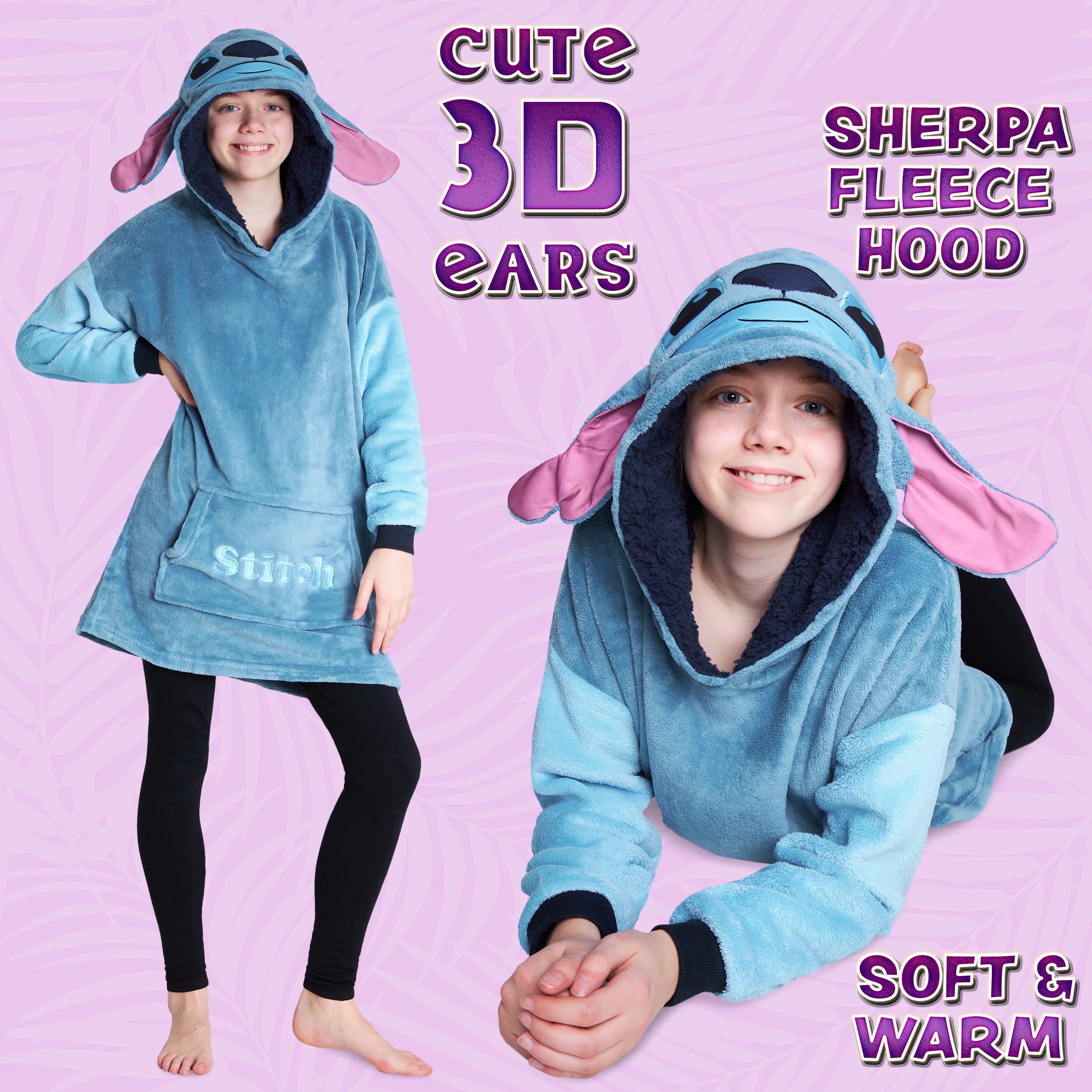 Disney Stitch Fleece Hoodie Blanket for Kids and Teenagers - One Size - Image 5