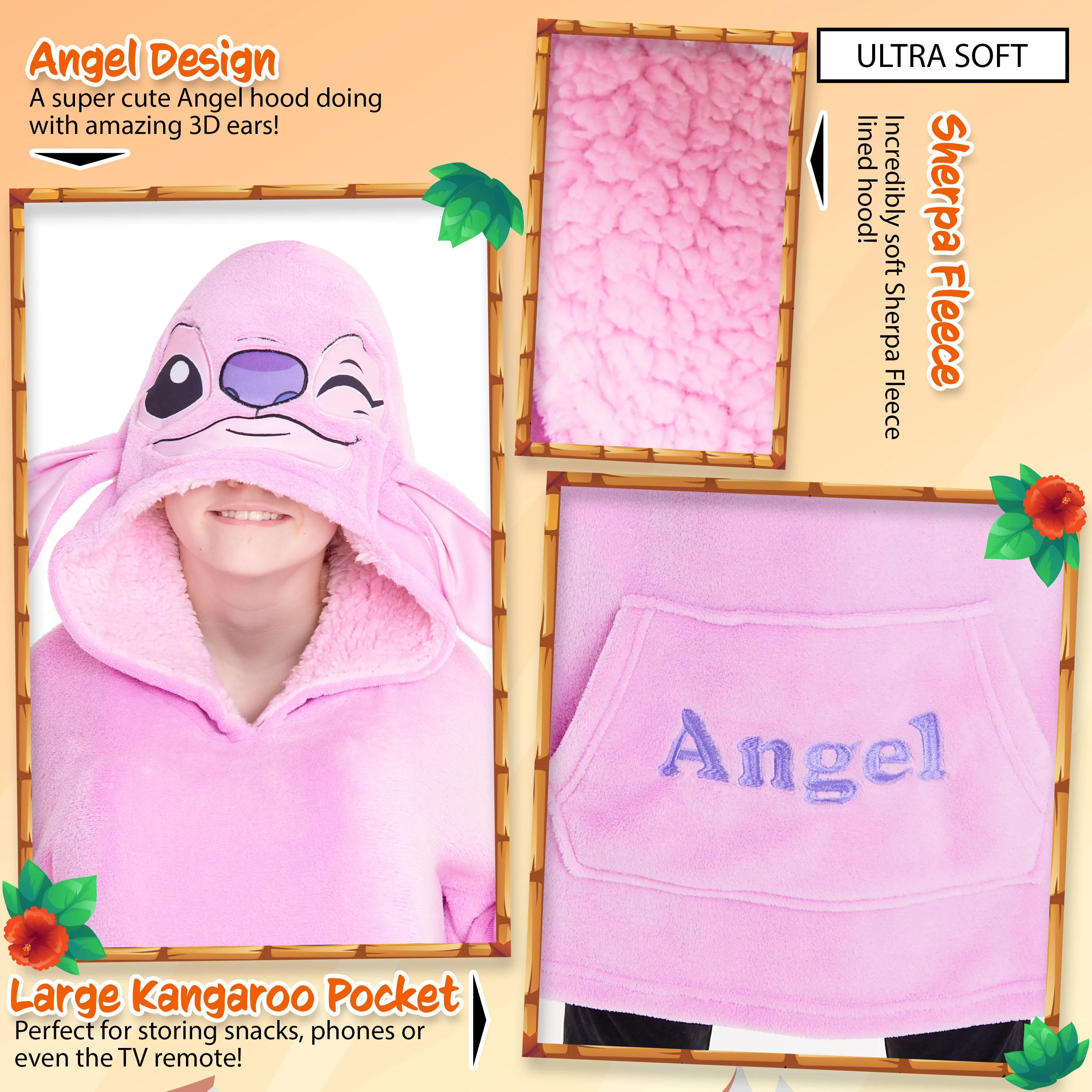 Disney Stitch Fleece Hoodie Blanket for Kids and Teenagers - One Size Fluffy Oversized Hoodie - Stitch Gifts - Image 3