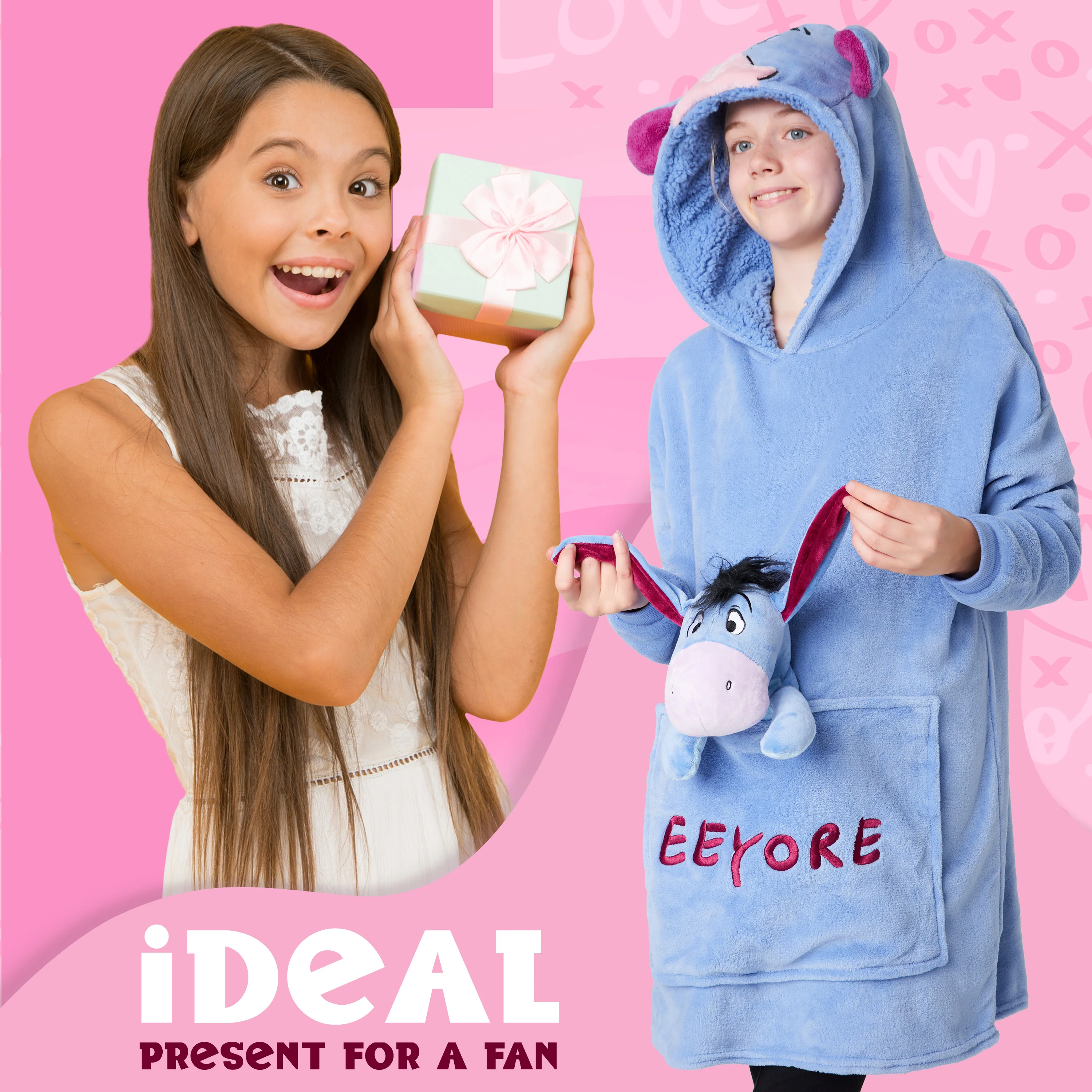 Disney Stitch Fleece Hoodie Blanket with Plush Toy for Kids - Eeyore - Image 3