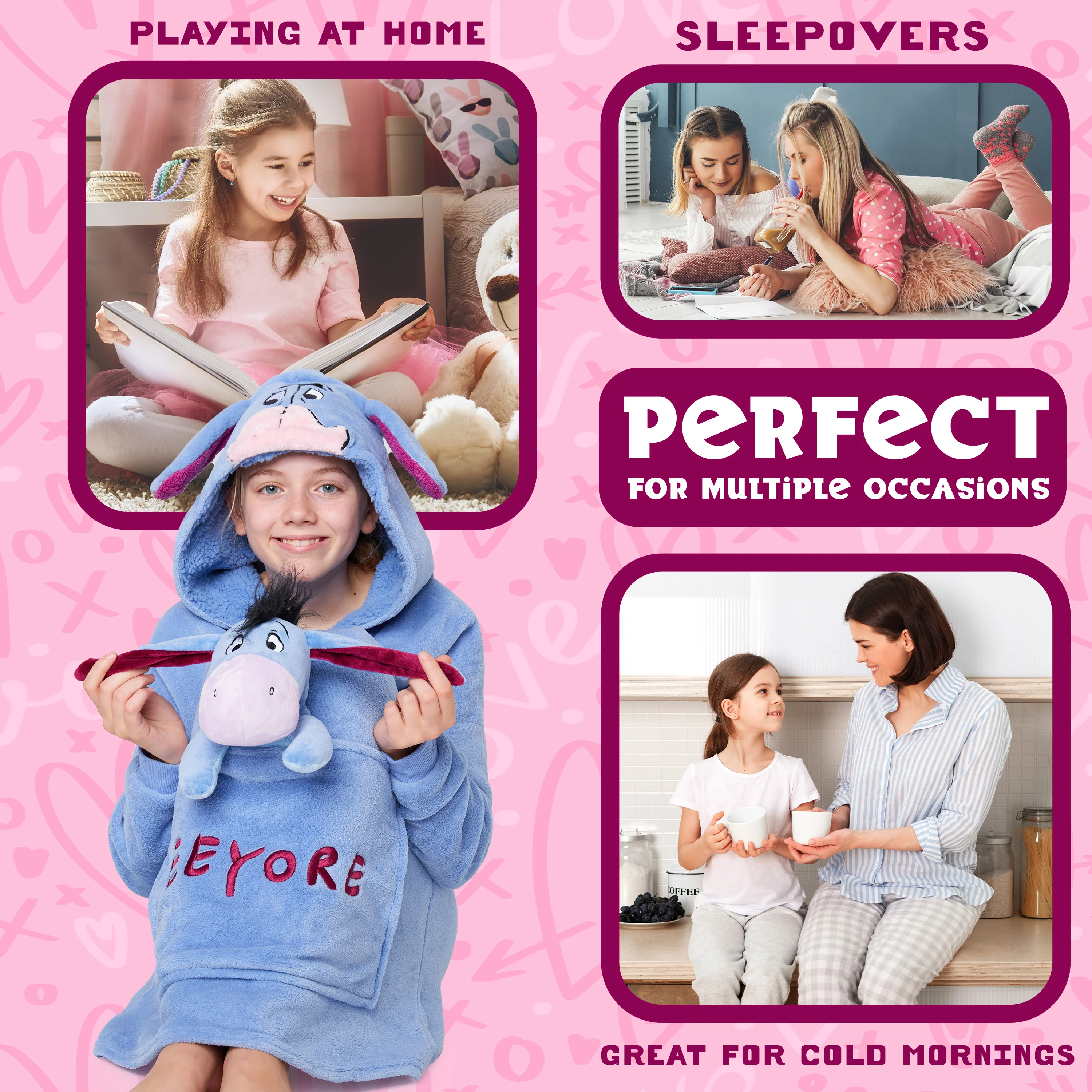 Disney Stitch Fleece Hoodie Blanket with Plush Toy for Kids - Eeyore - Image 4