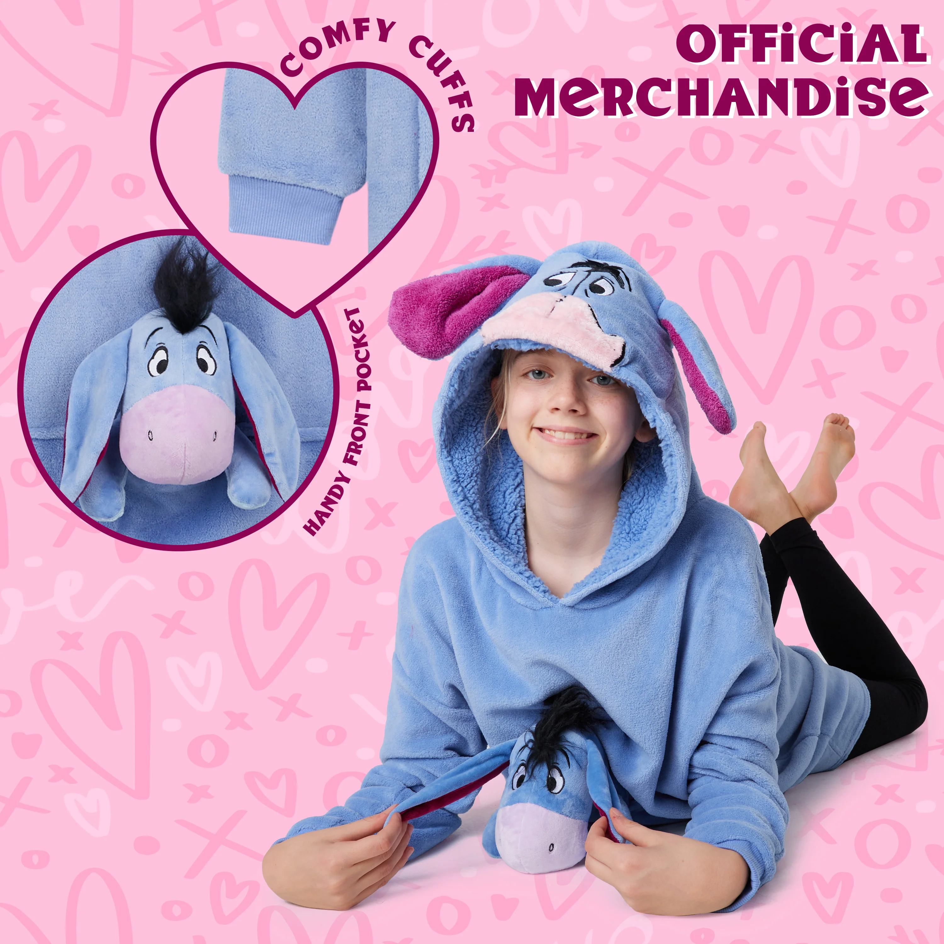 Disney Stitch Fleece Hoodie Blanket with Plush Toy for Kids - Eeyore - Image 5