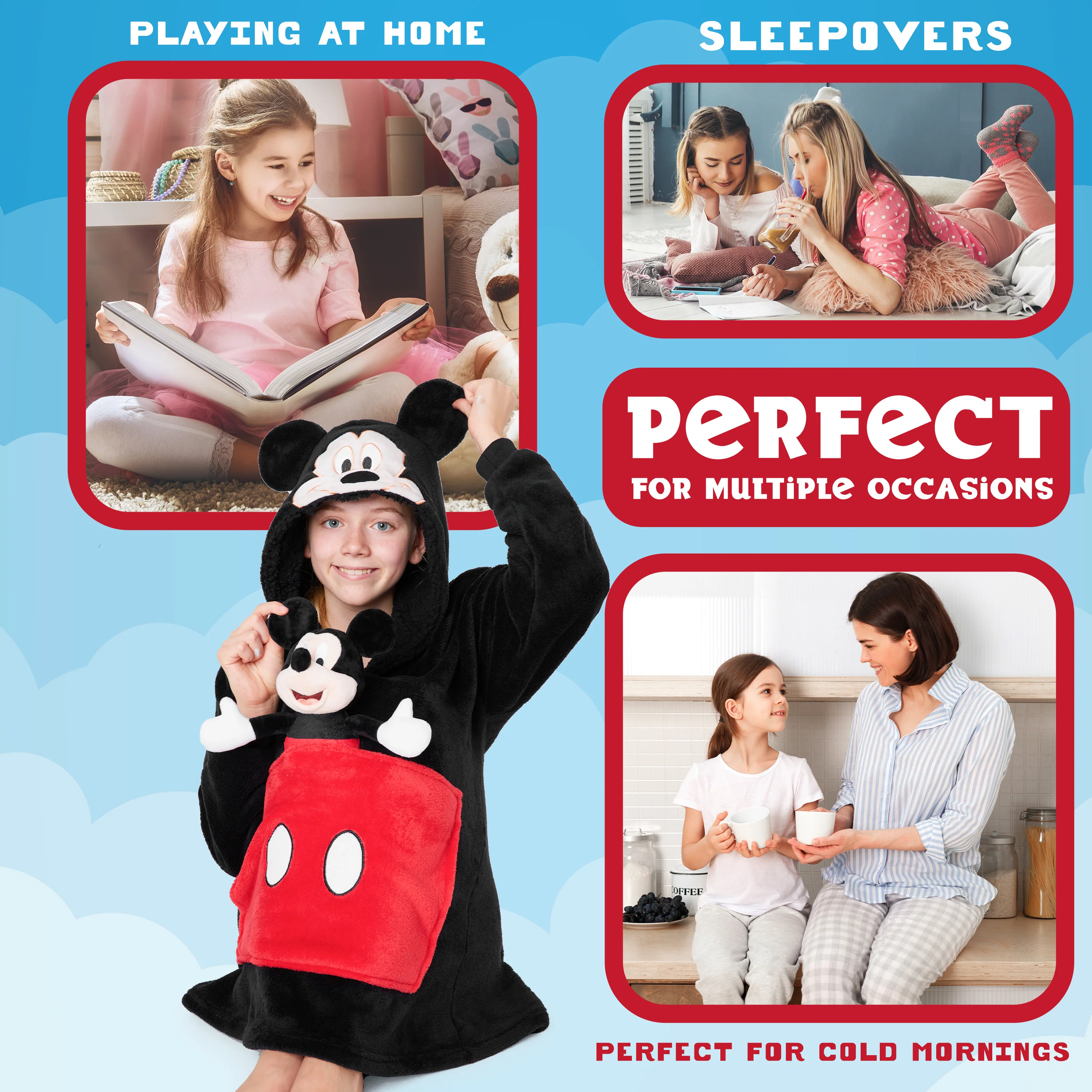 Disney Fleece Hoodie Blanket with Plush Toy for Kids - Mickey Mouse - Image 4