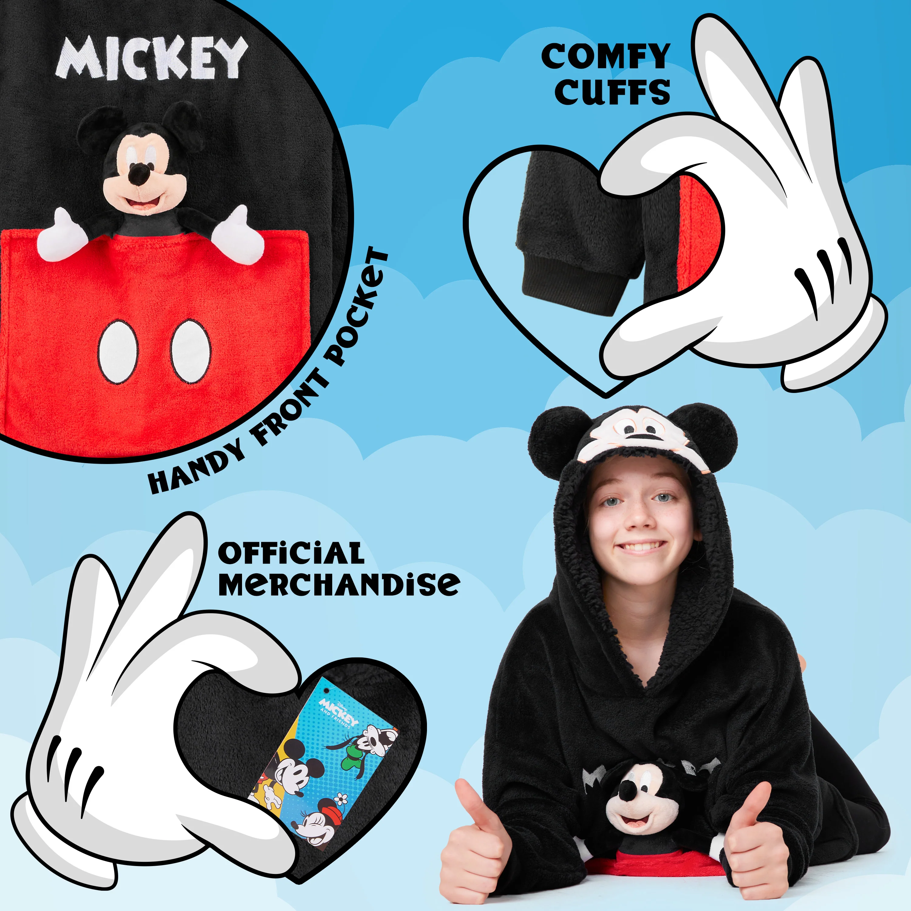 Disney Fleece Hoodie Blanket with Plush Toy for Kids - Mickey Mouse - Image 5