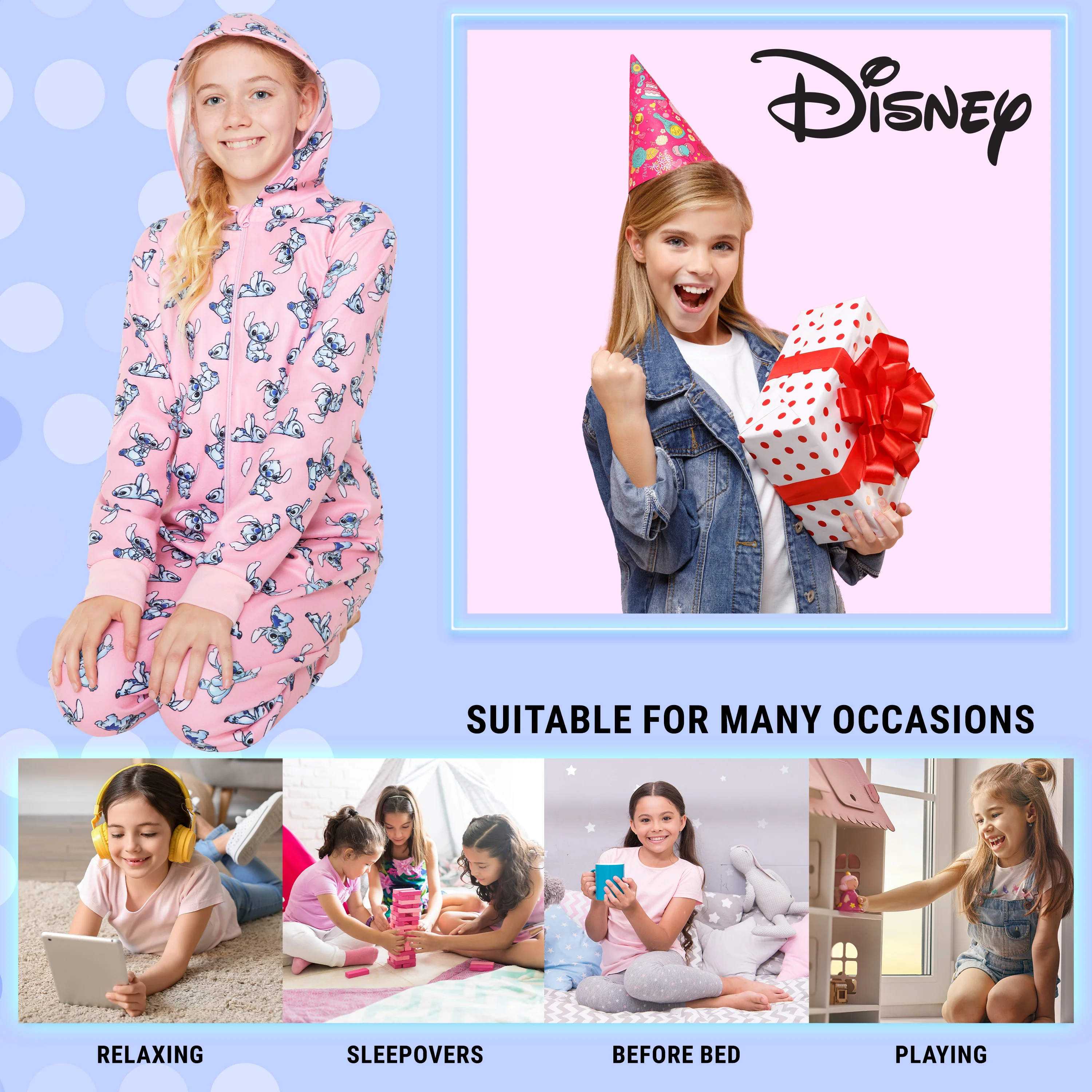 Disney Fleece Kids Onesie, Onesie for Kids - Stitch Pink - Image 3