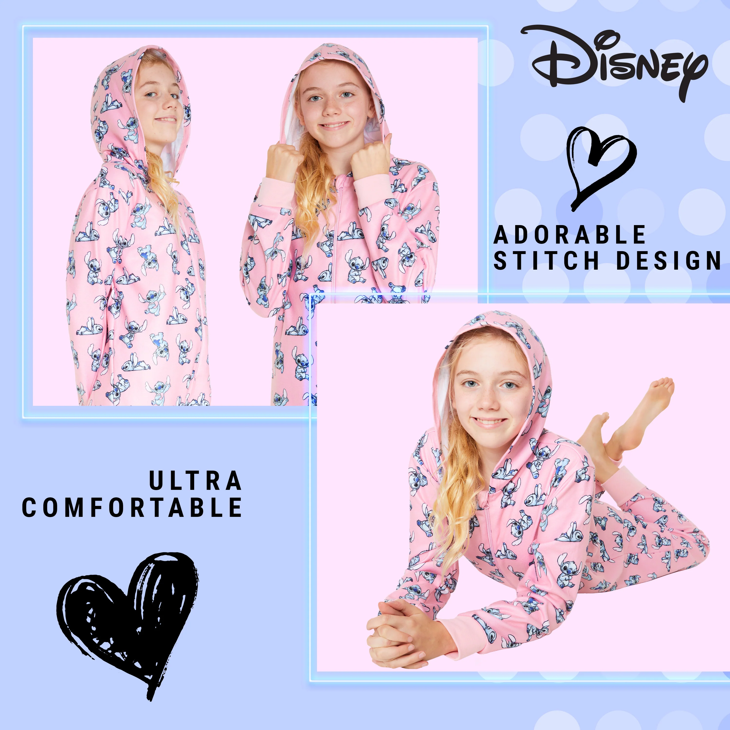 Disney Fleece Kids Onesie, Onesie for Kids - Stitch Pink - Image 4