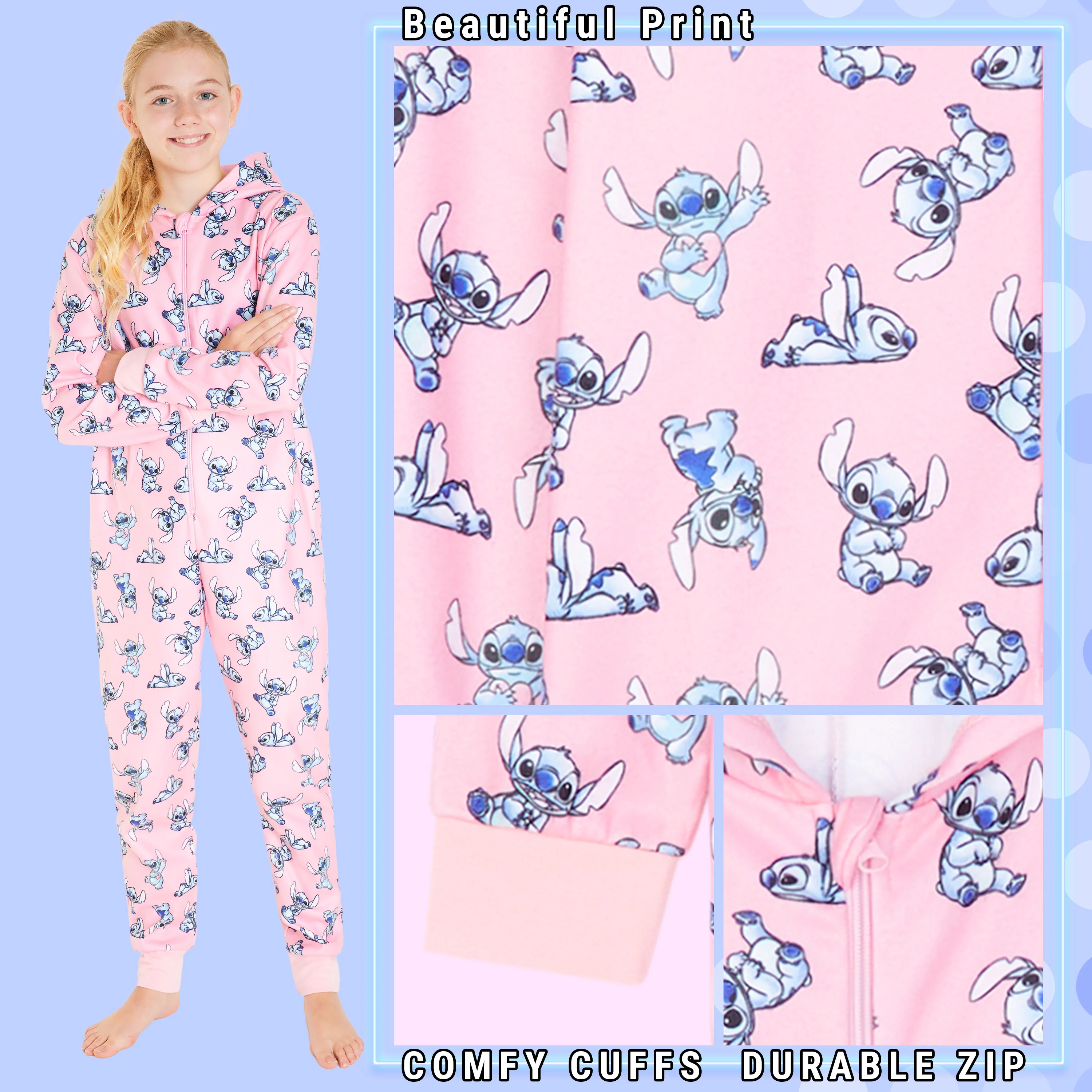 Disney Fleece Kids Onesie, Onesie for Kids - Stitch Pink - Image 5