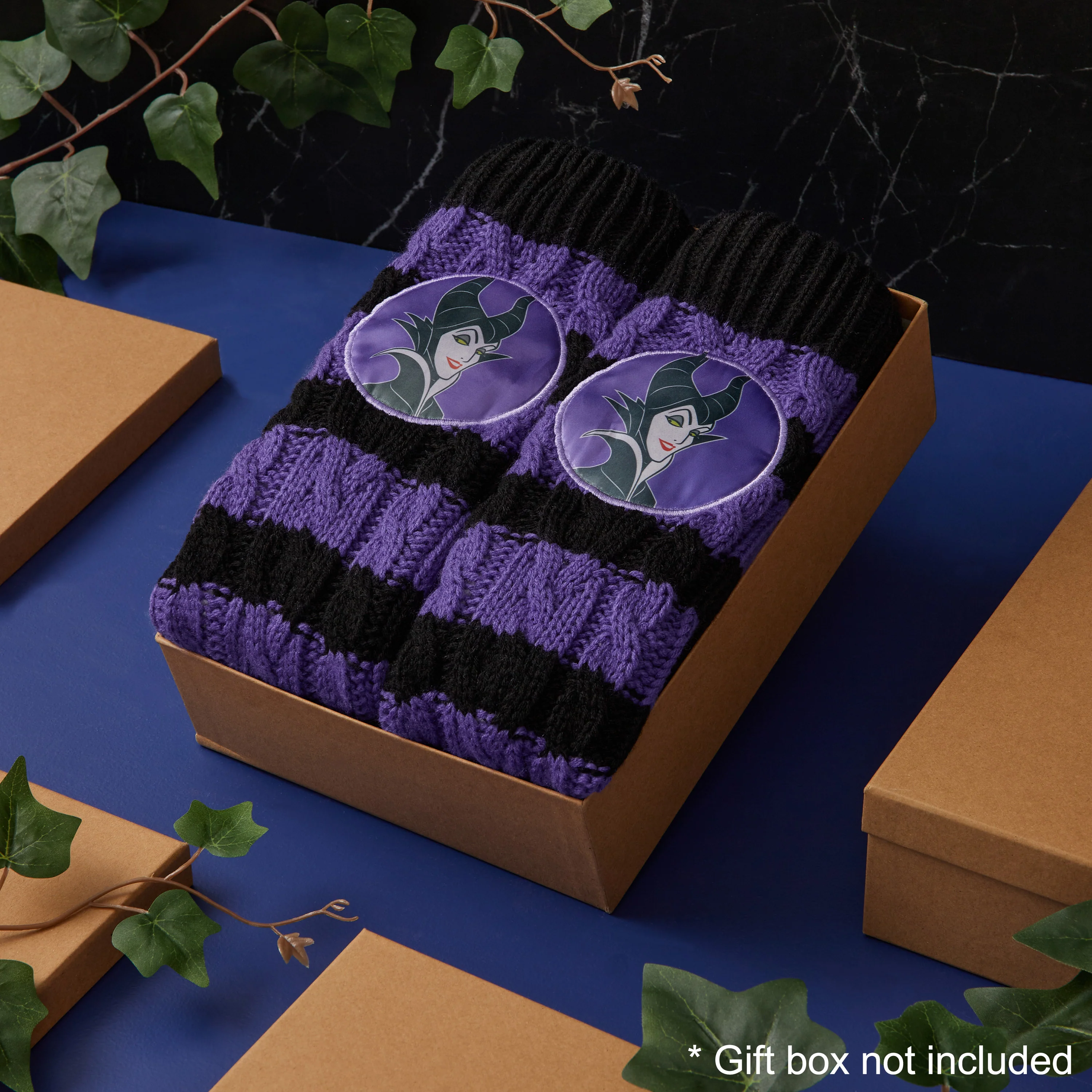 Disney Stitch Fluffy Socks for Women - Black & Purple Maleficent - Image 2