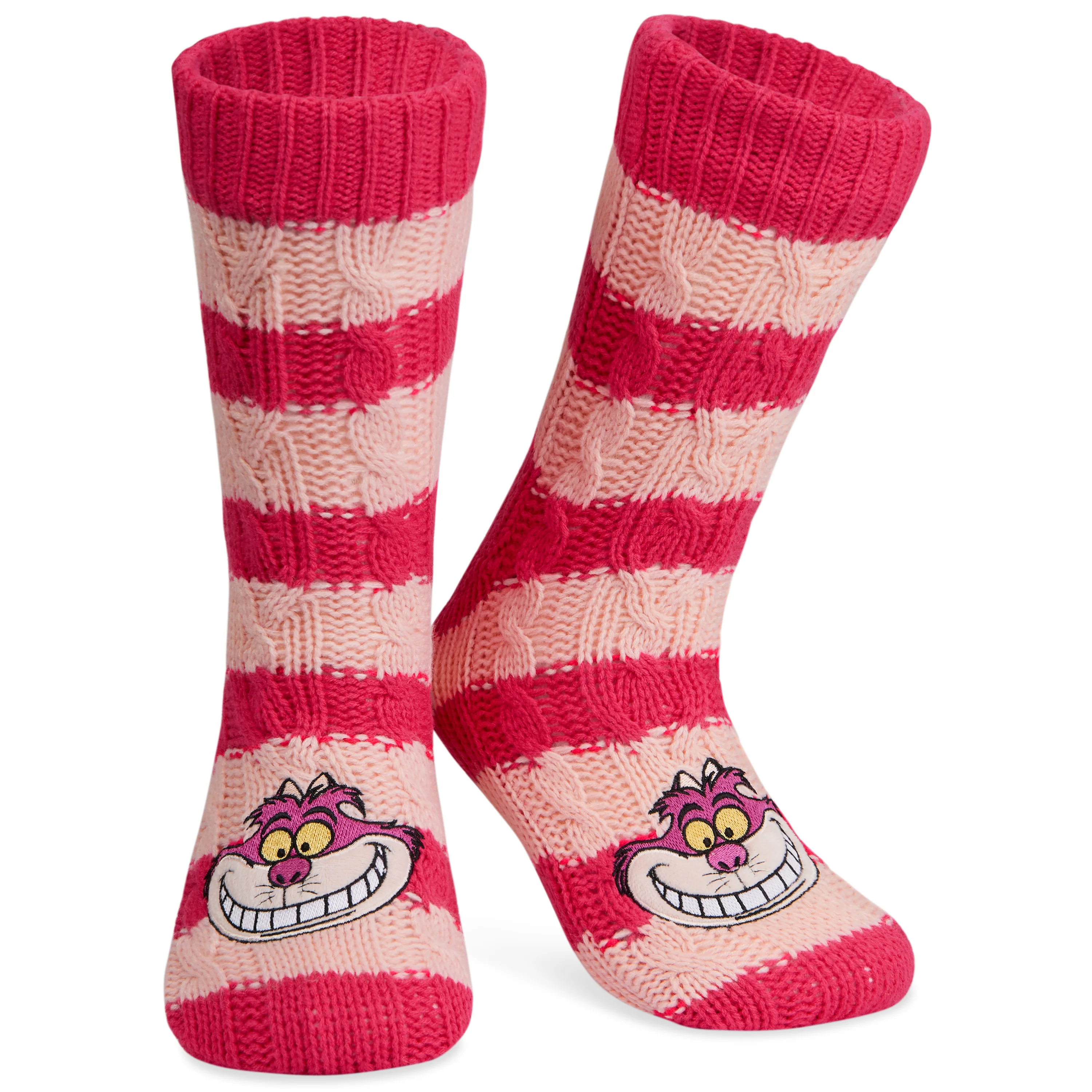 Disney Stitch Fluffy Socks for Women - Dark Pink Cheshire Cat