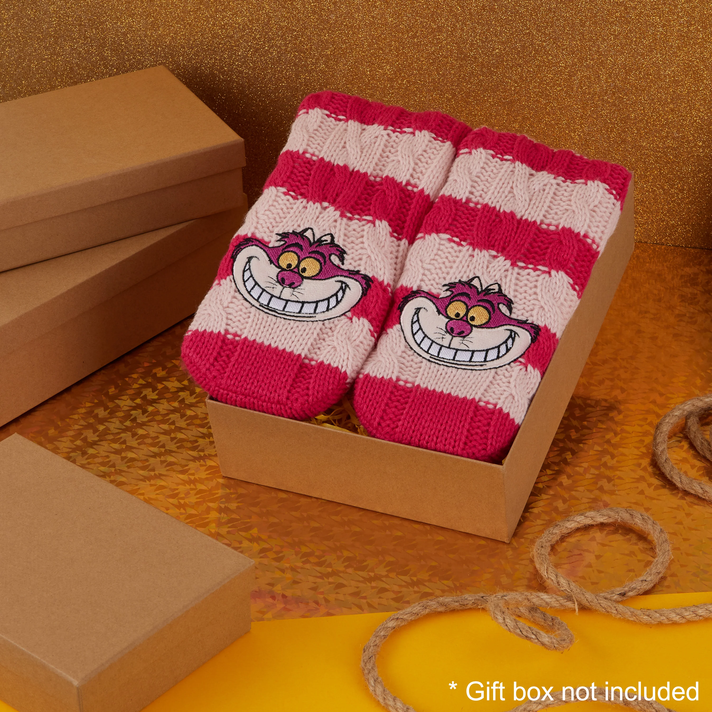 Disney Stitch Fluffy Socks for Women - Dark Pink Cheshire Cat - Image 2
