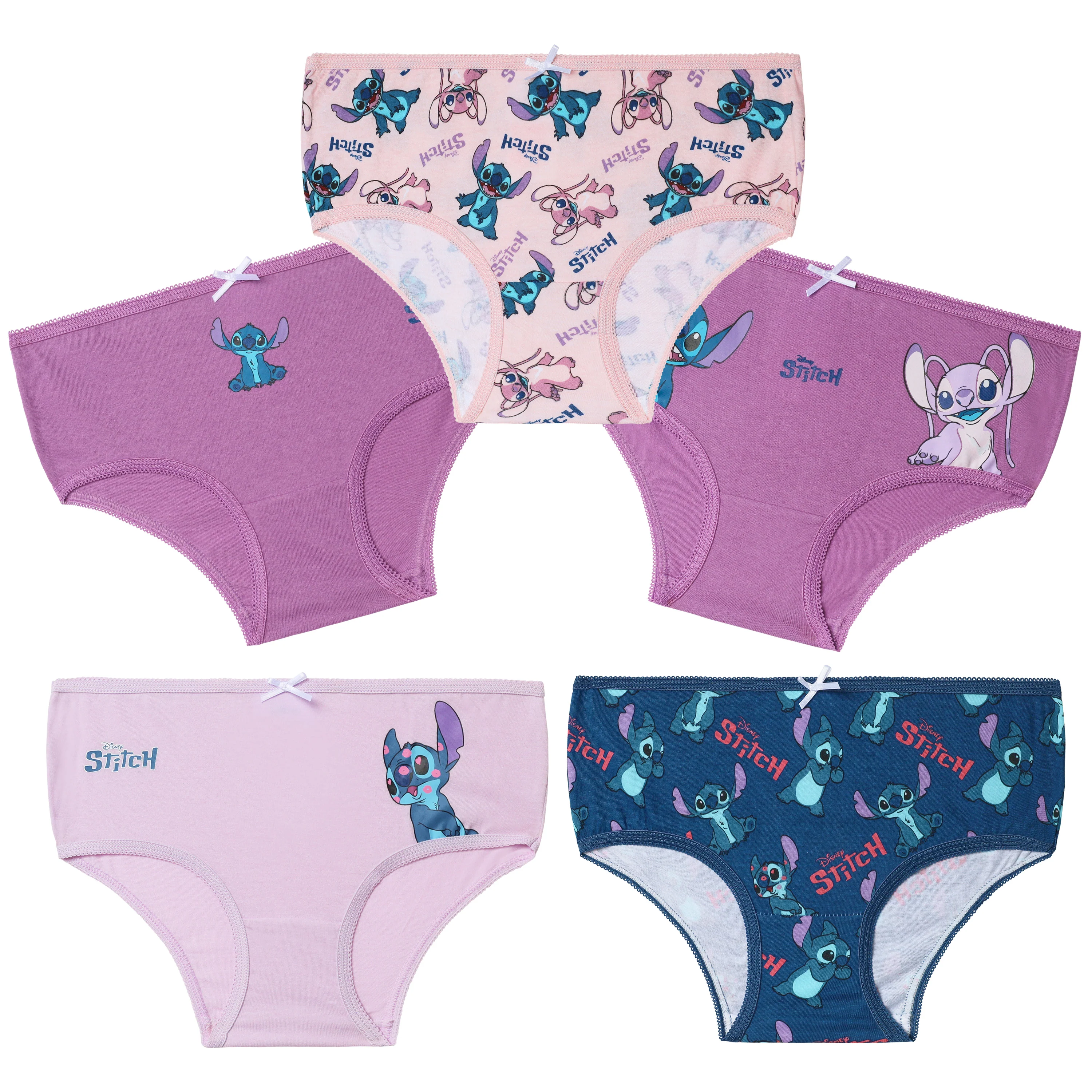Disney Stitch Girls Knickers, Comfy Breathable Cotton Underwear for Kids and Teenagers