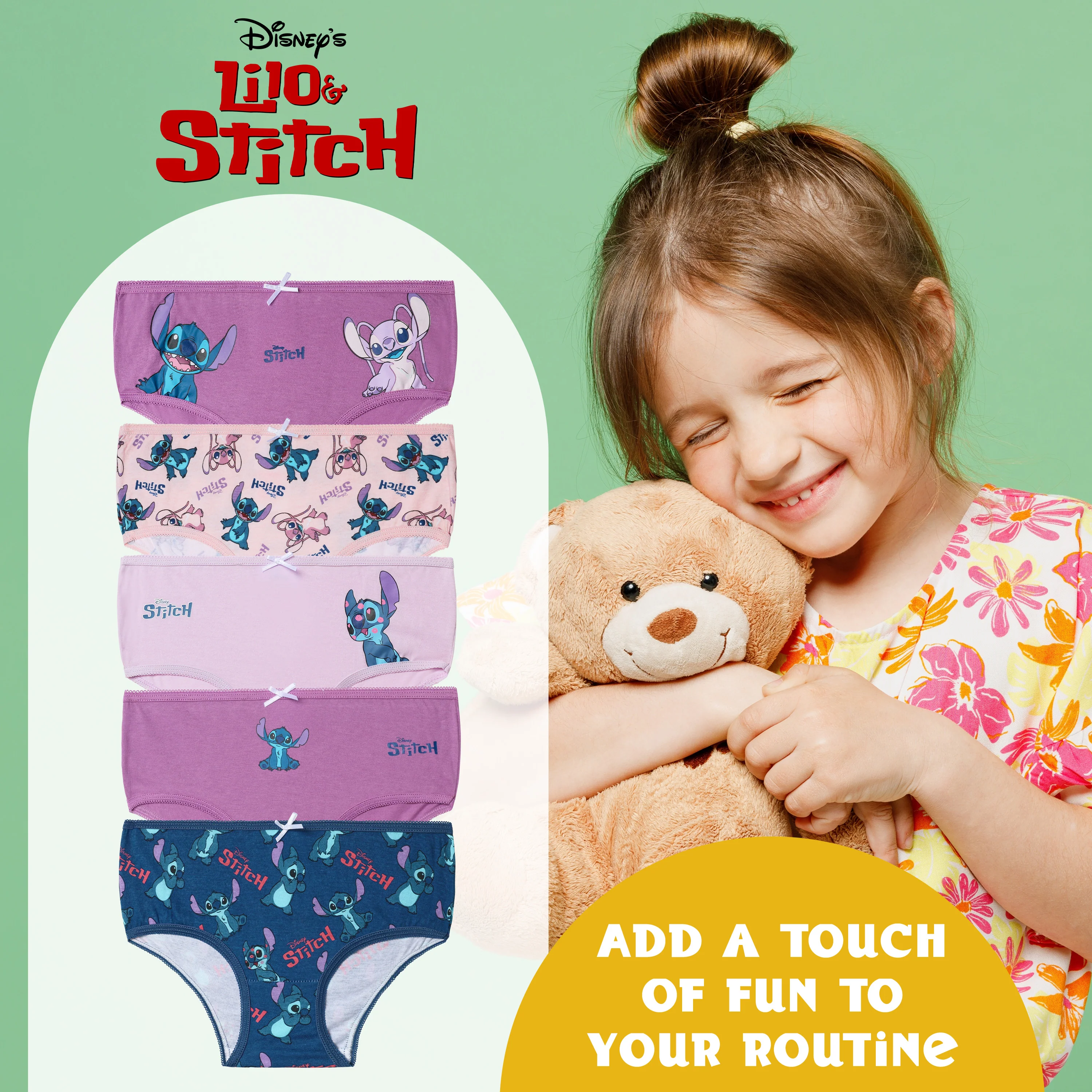 Disney Stitch Girls Knickers, Comfy Breathable Cotton Underwear for Kids and Teenagers - Image 3
