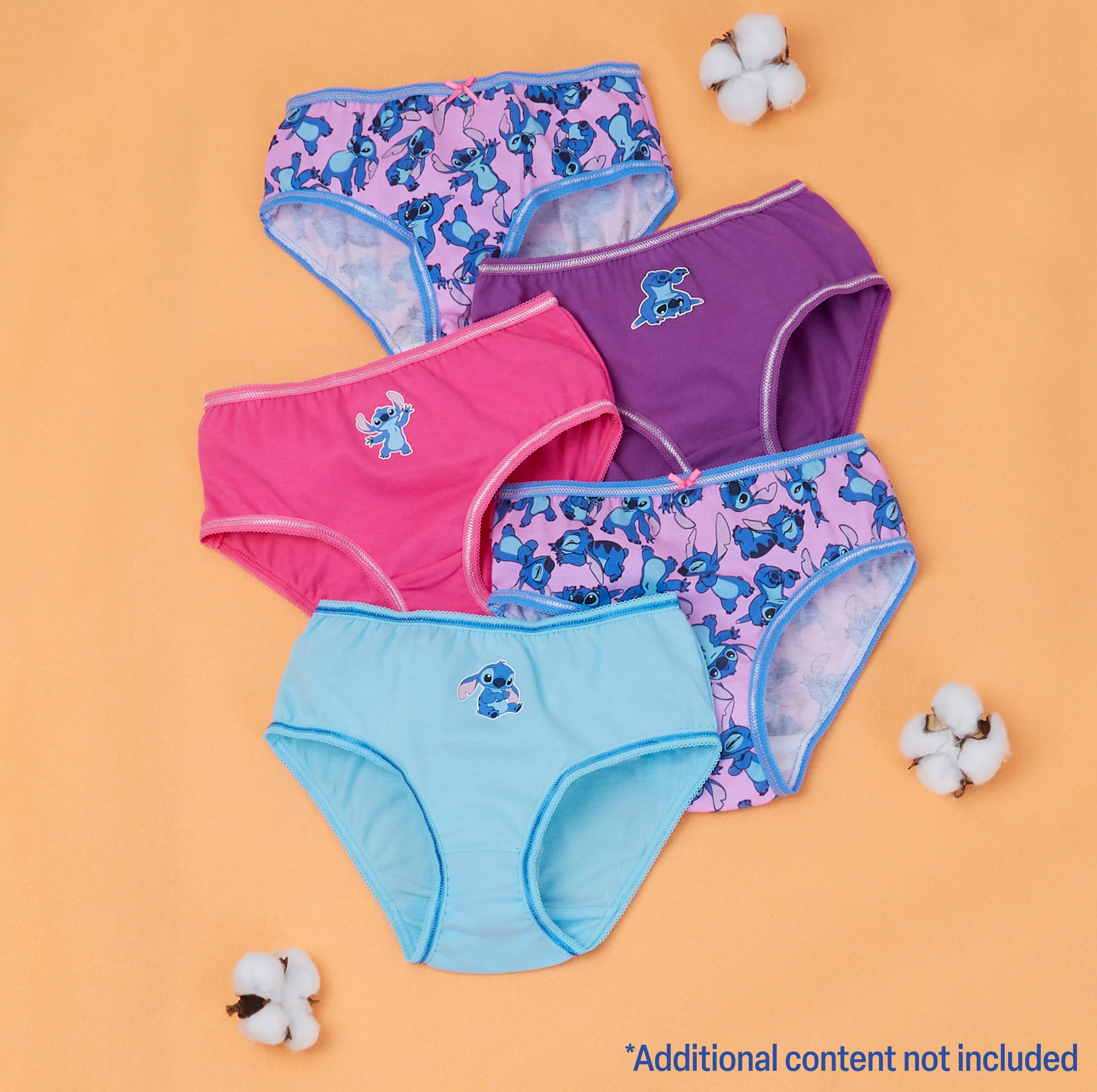 Disney Stitch Girls Knickers, Comfy Breathable Cotton Underwear for Kids - Pack of 5 - Image 2