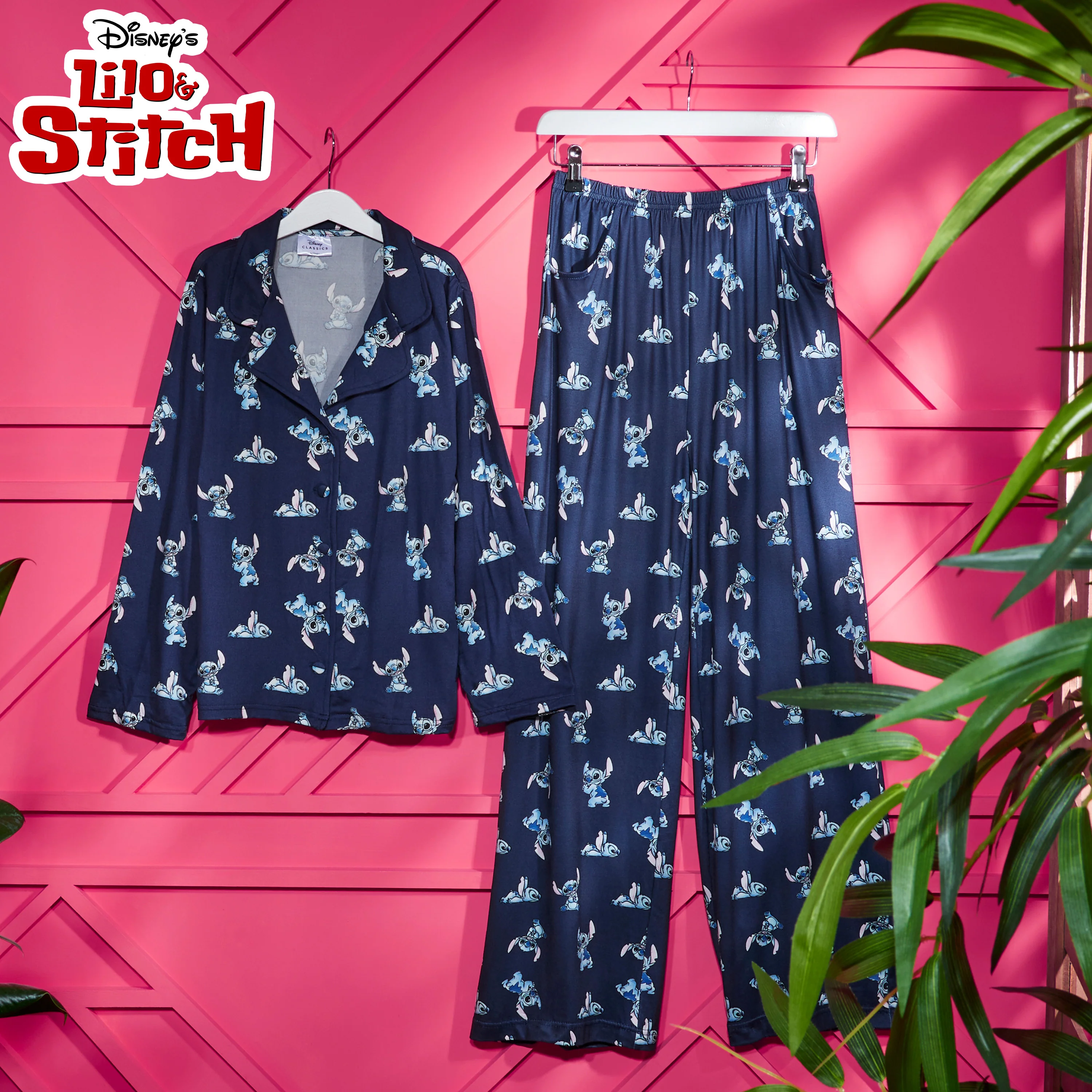 Disney Stitch Girls PJs for Kids- 2 Piece Long Girls Pyjamas - NAVY - Image 2