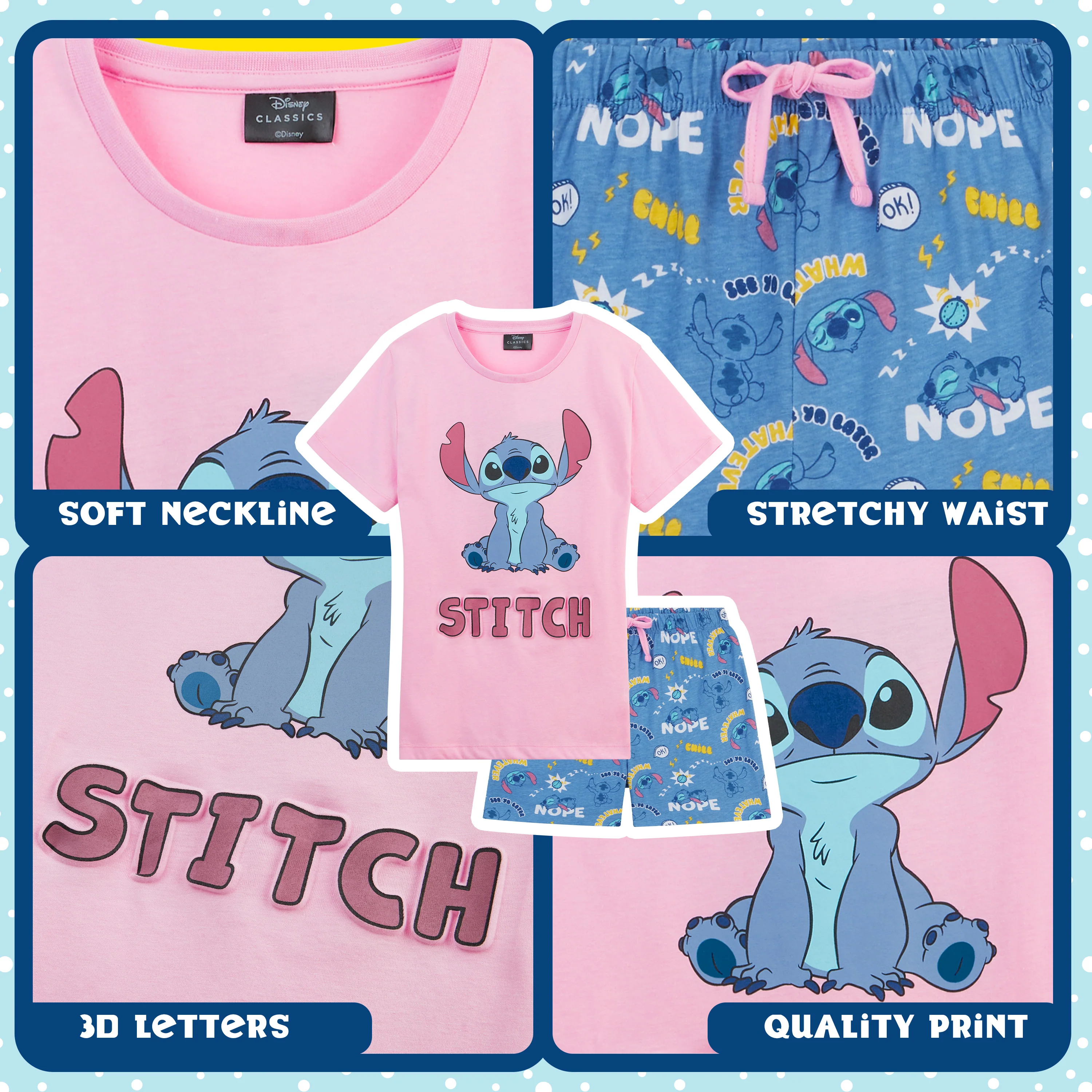 Disney Stitch Girls Pyjamas for Kids and Teenagers 2 Piece Nightwear Short PJs for Girls - Image 4