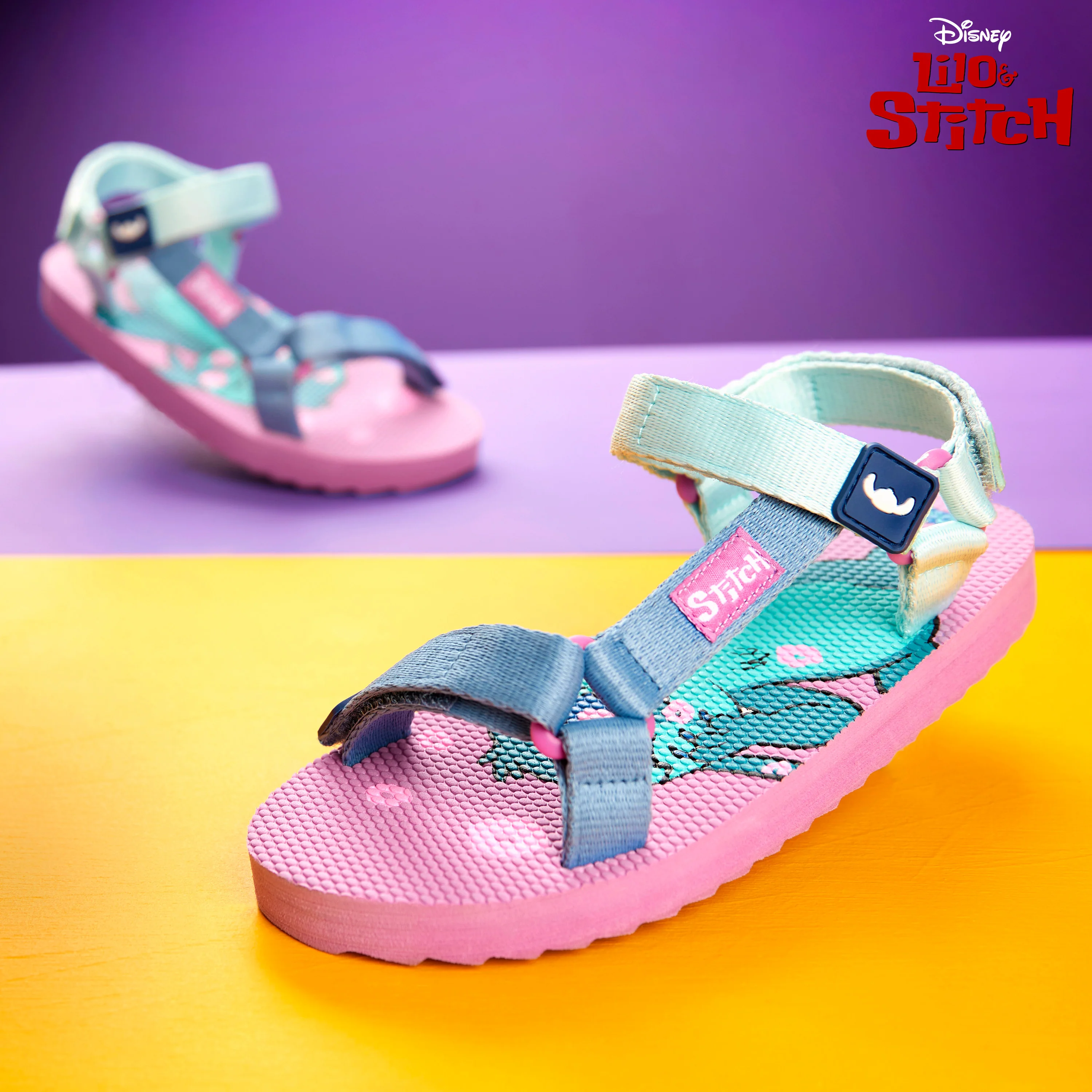 Disney Stitch Girls Sandals, Summer Shoes with Adjustable Straps - Liliac/Blue - Image 2