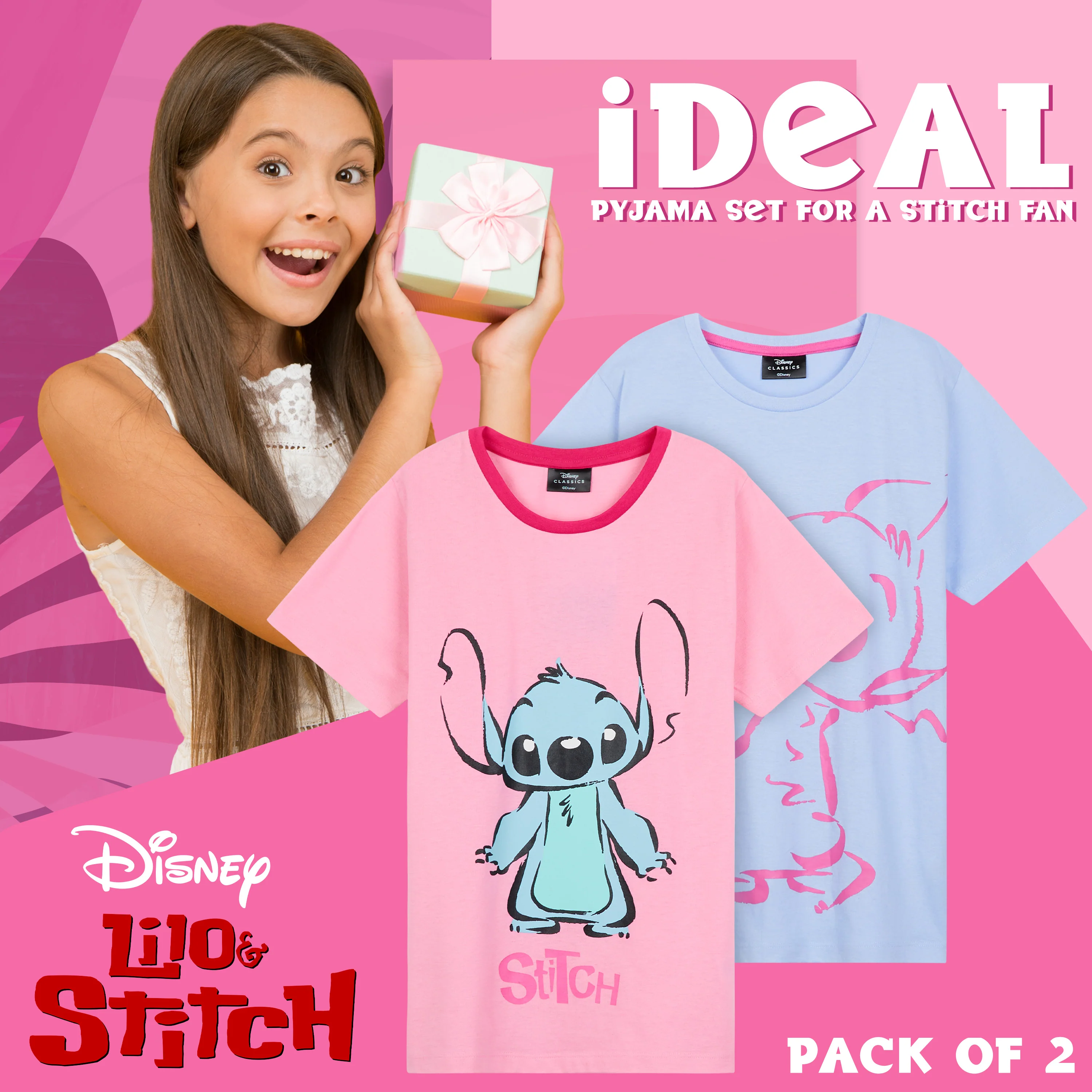 Disney Stitch Girls Short Pyjama Sets, Cosy Breathable Loungewear - Stitch Gifts - Image 3