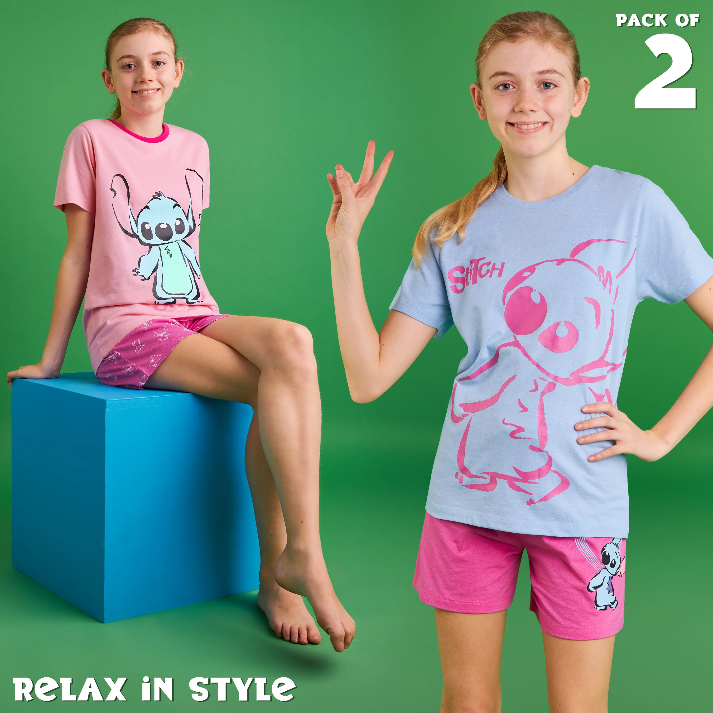 Disney Stitch Girls Short Pyjama Sets, Cosy Breathable Loungewear - Stitch Gifts - Image 5