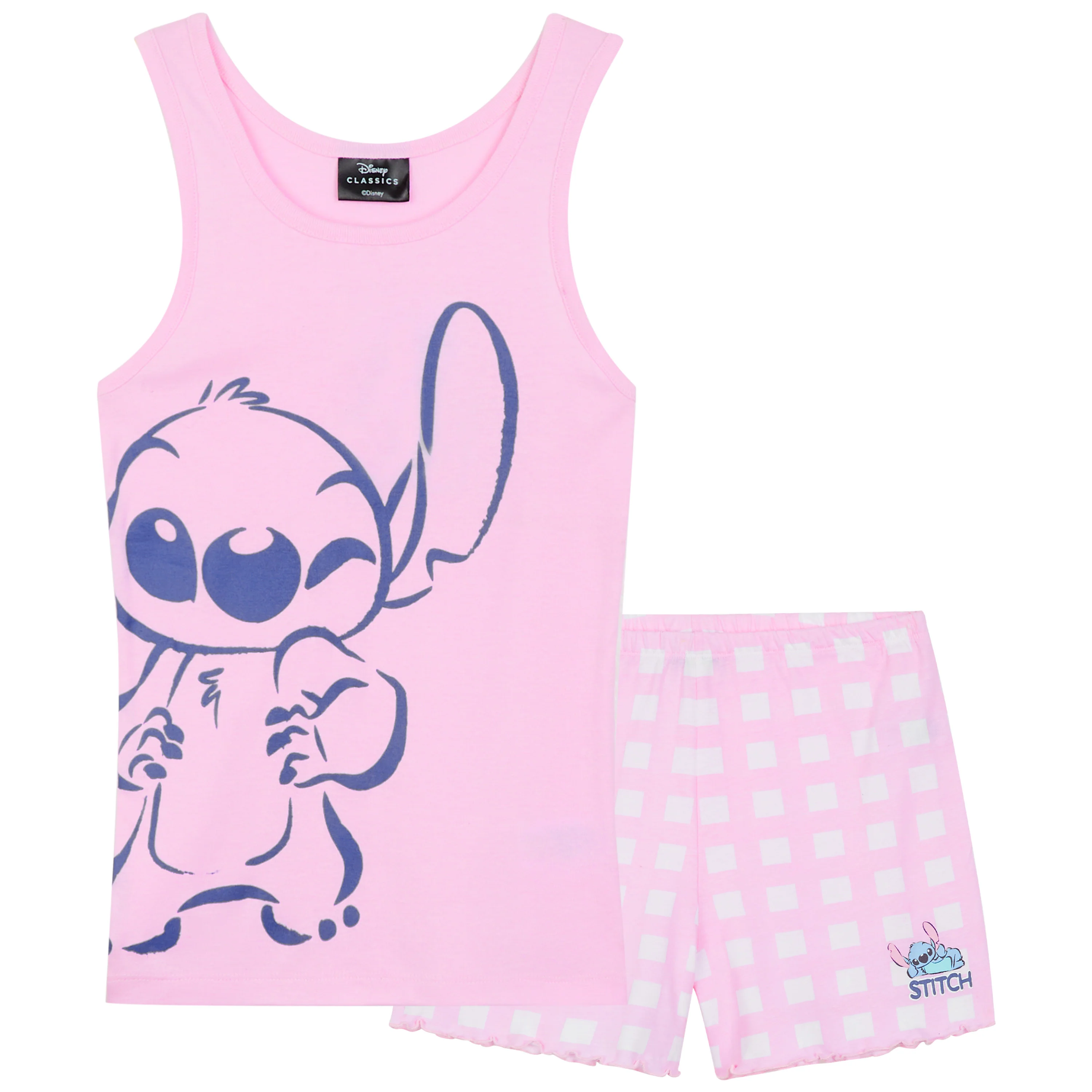 Disney Stitch Girls Short Pyjamas, Soft Breathable Loungewear - Stitch Gifts