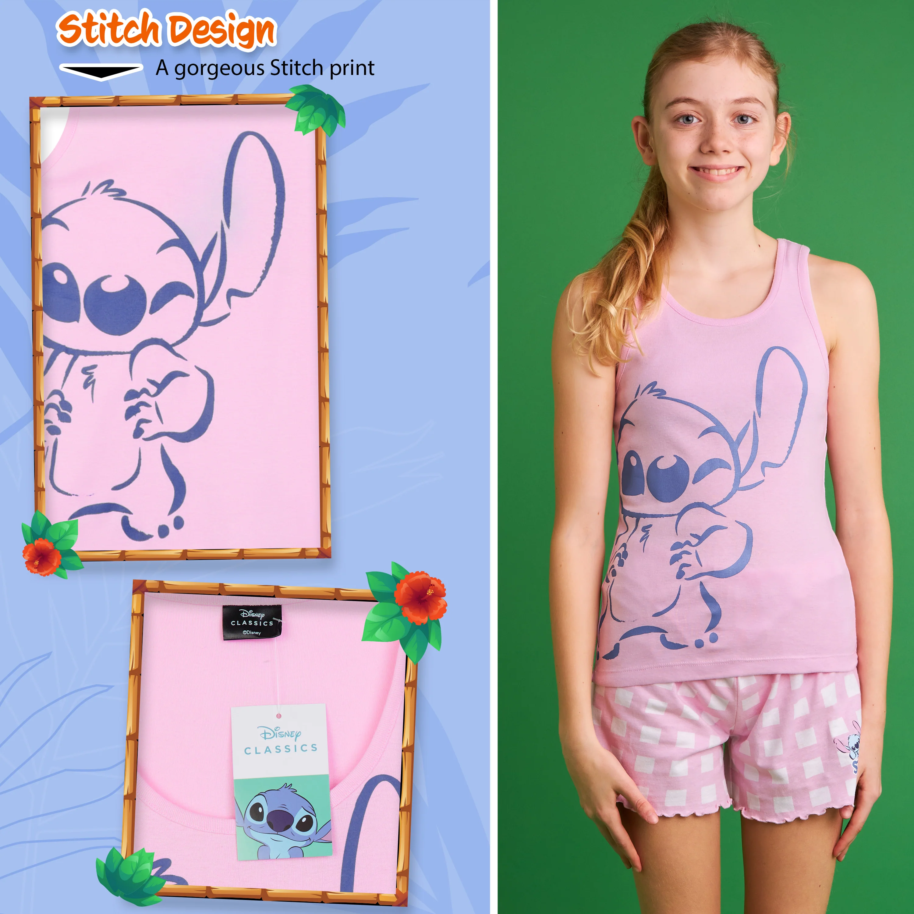 Disney Stitch Girls Short Pyjamas, Soft Breathable Loungewear - Stitch Gifts - Image 4