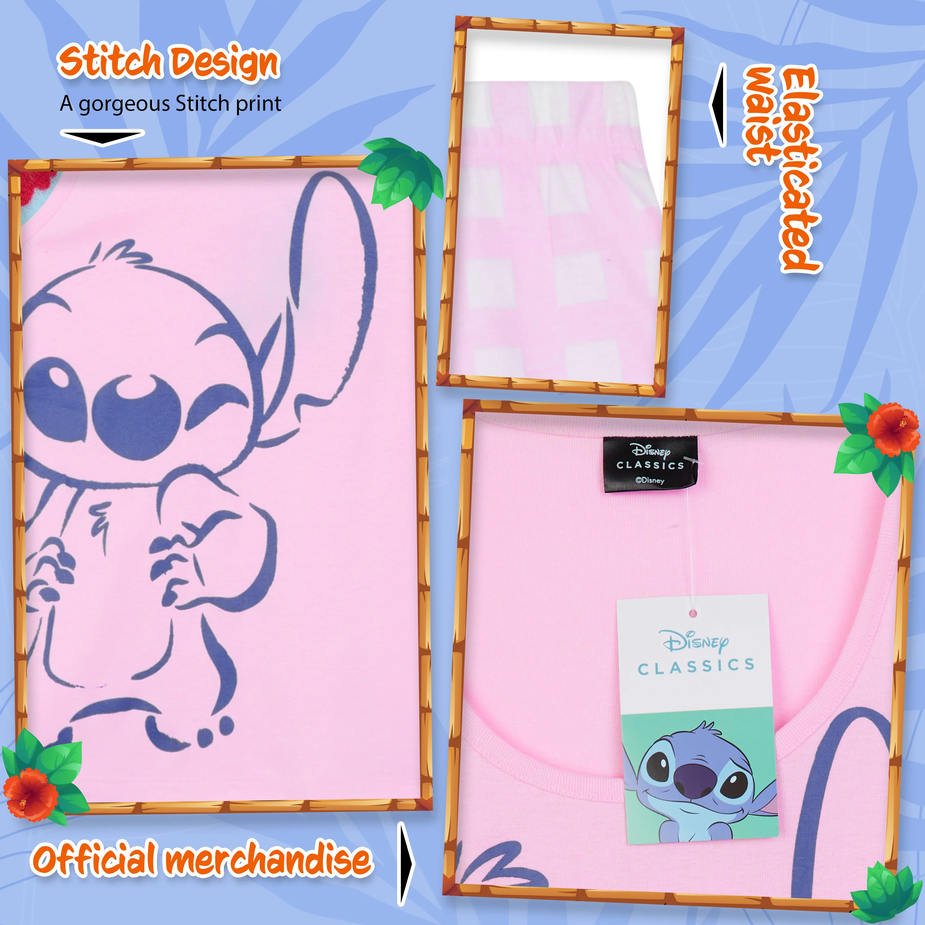 Disney Stitch Girls Short Pyjamas, Soft Breathable Loungewear - Stitch Gifts - Image 4