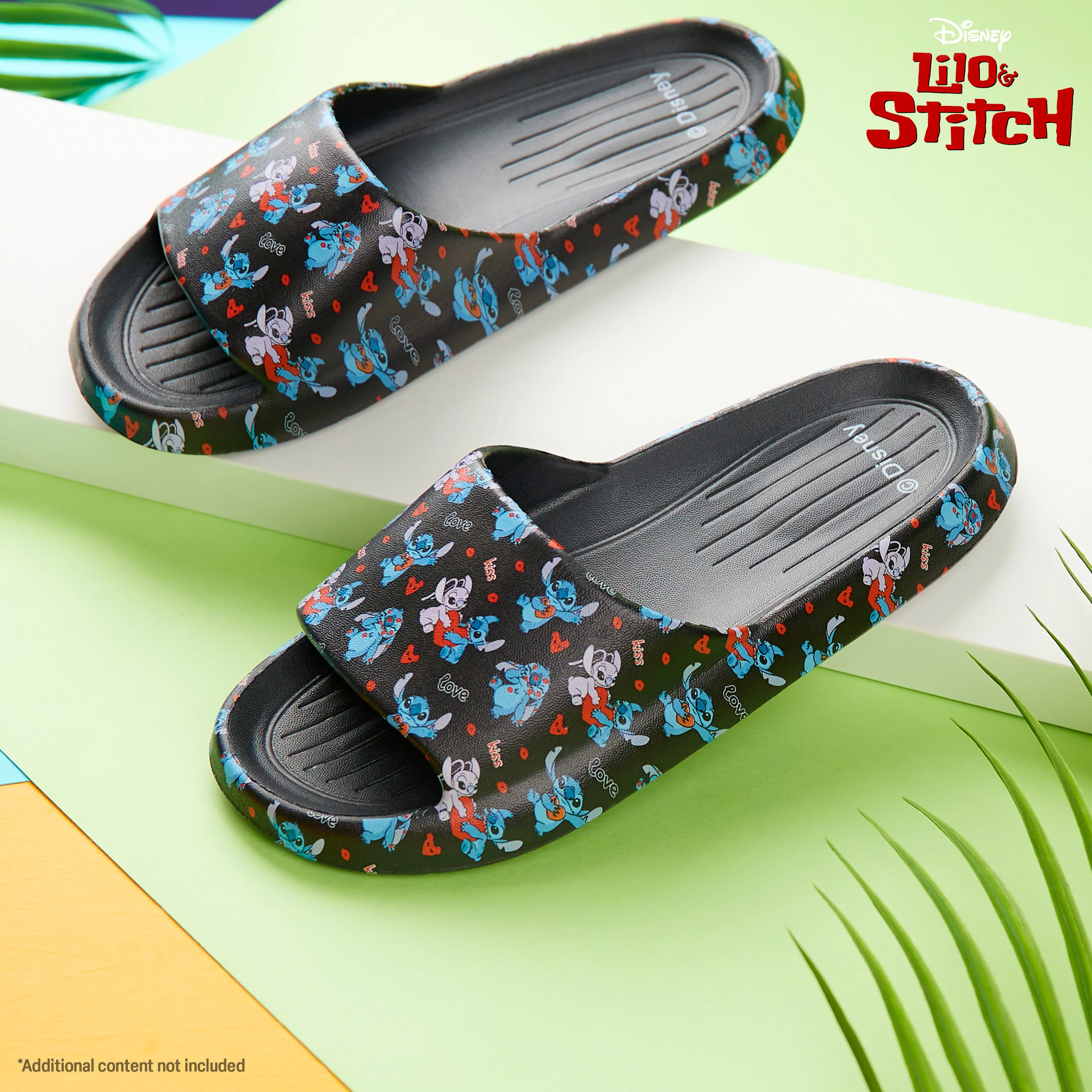 Disney Stitch Girls Sliders, Beach or Pool Shoes for Kids - Black - Image 2