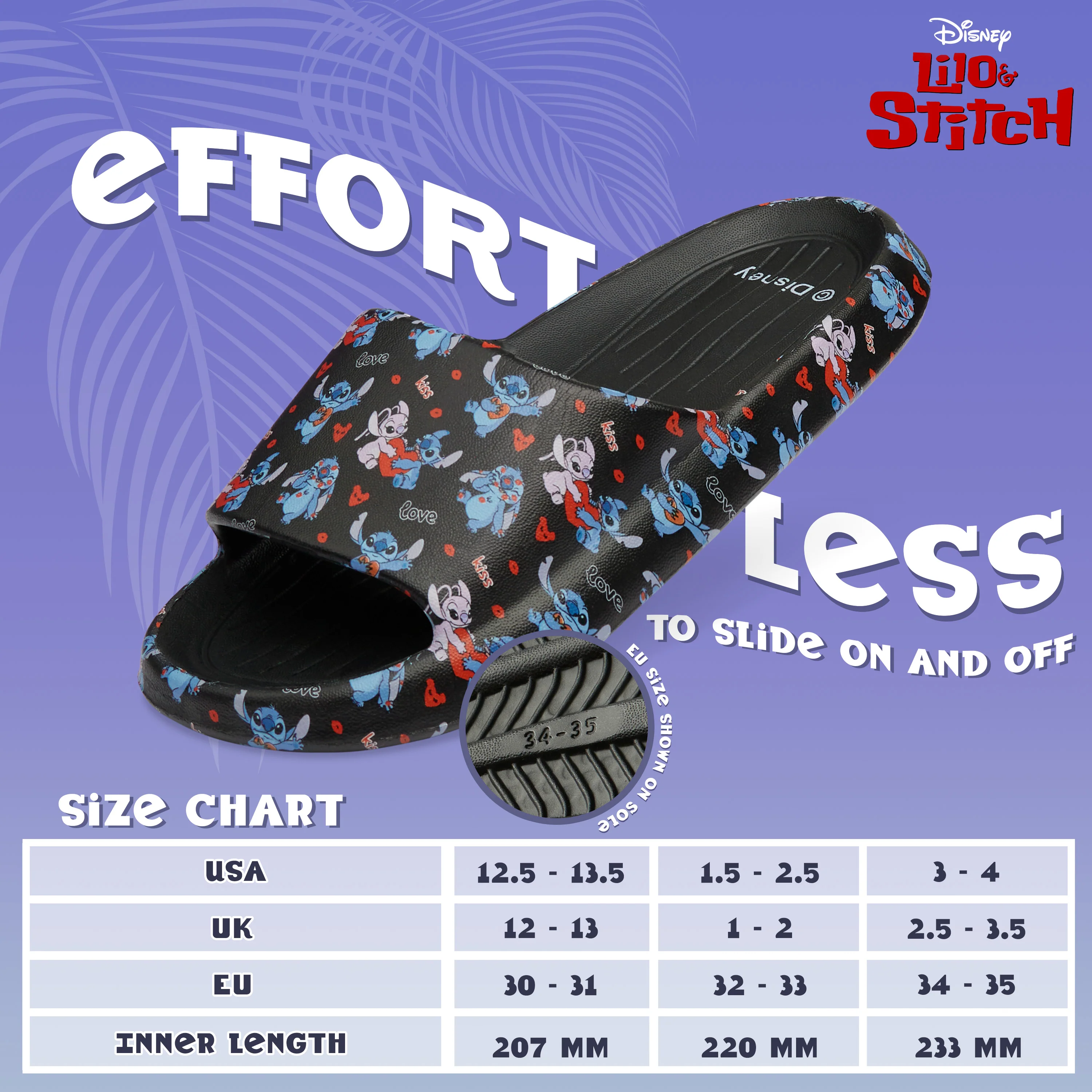 Disney Stitch Girls Sliders, Beach or Pool Shoes for Kids - Black - Image 6