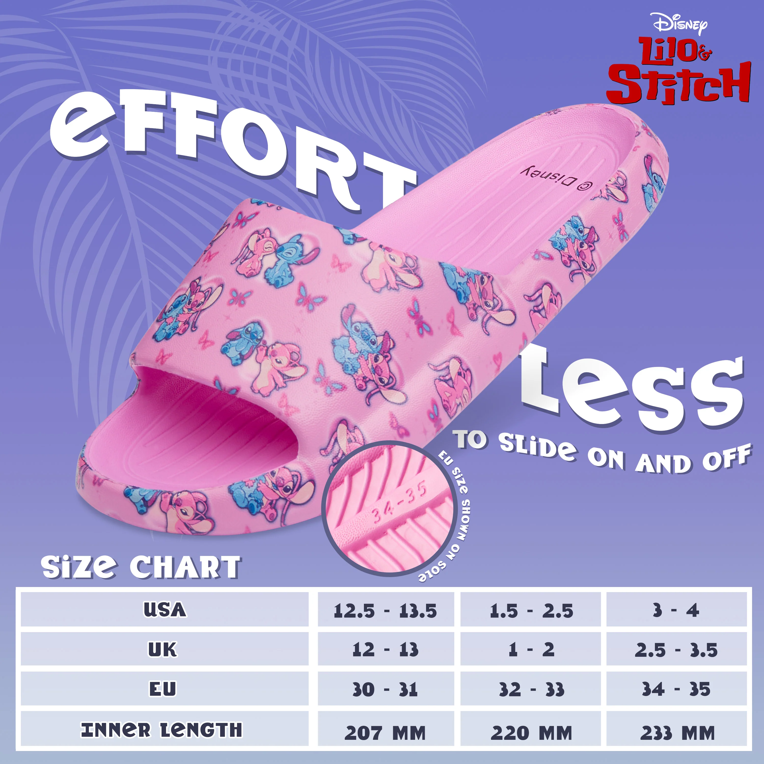 Disney Stitch Girls Sliders, Beach or Pool Shoes for Kids - Pink Fuchsia - Image 6