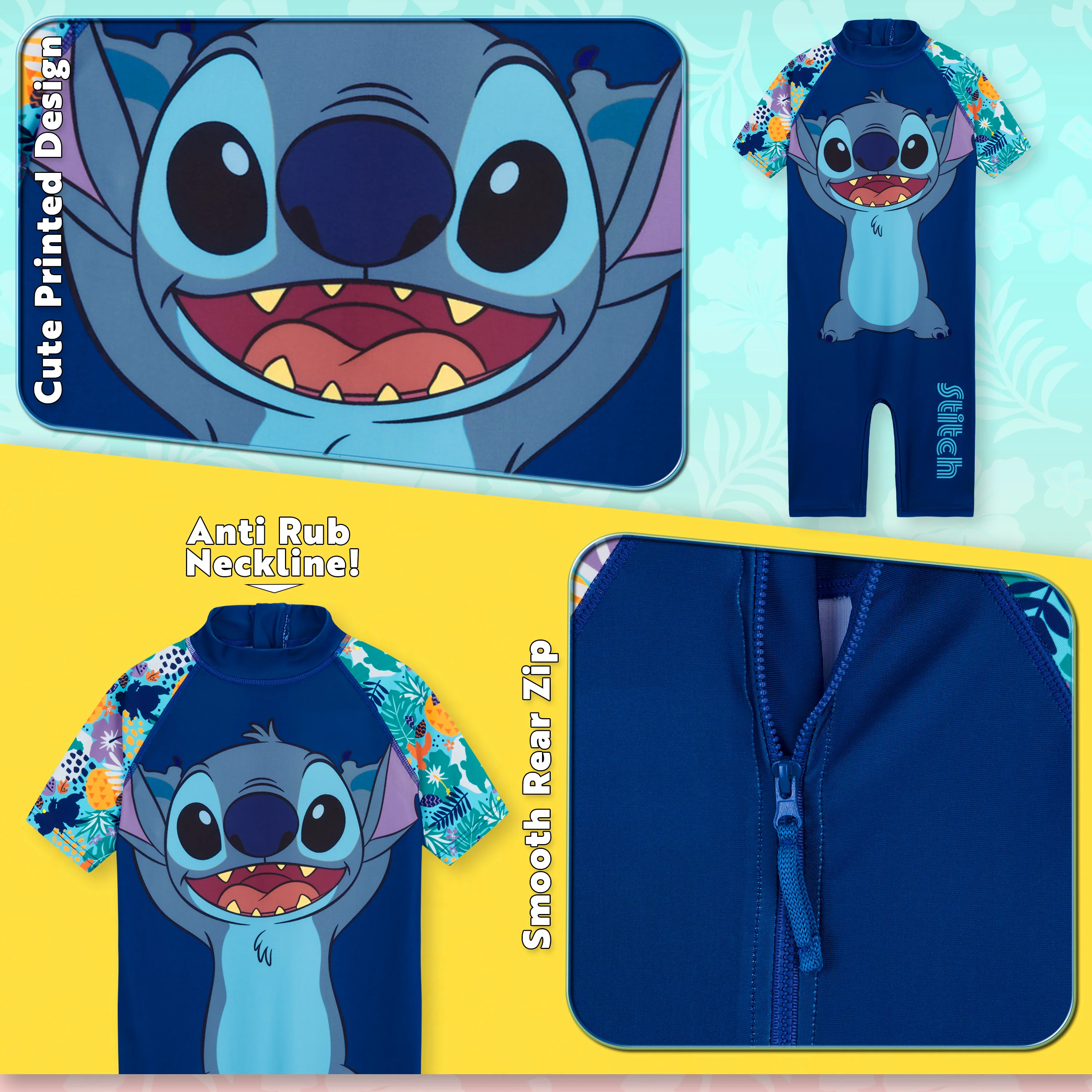 Disney Girls Swimming Costume Short Sleeve Swimsuit - Image 5