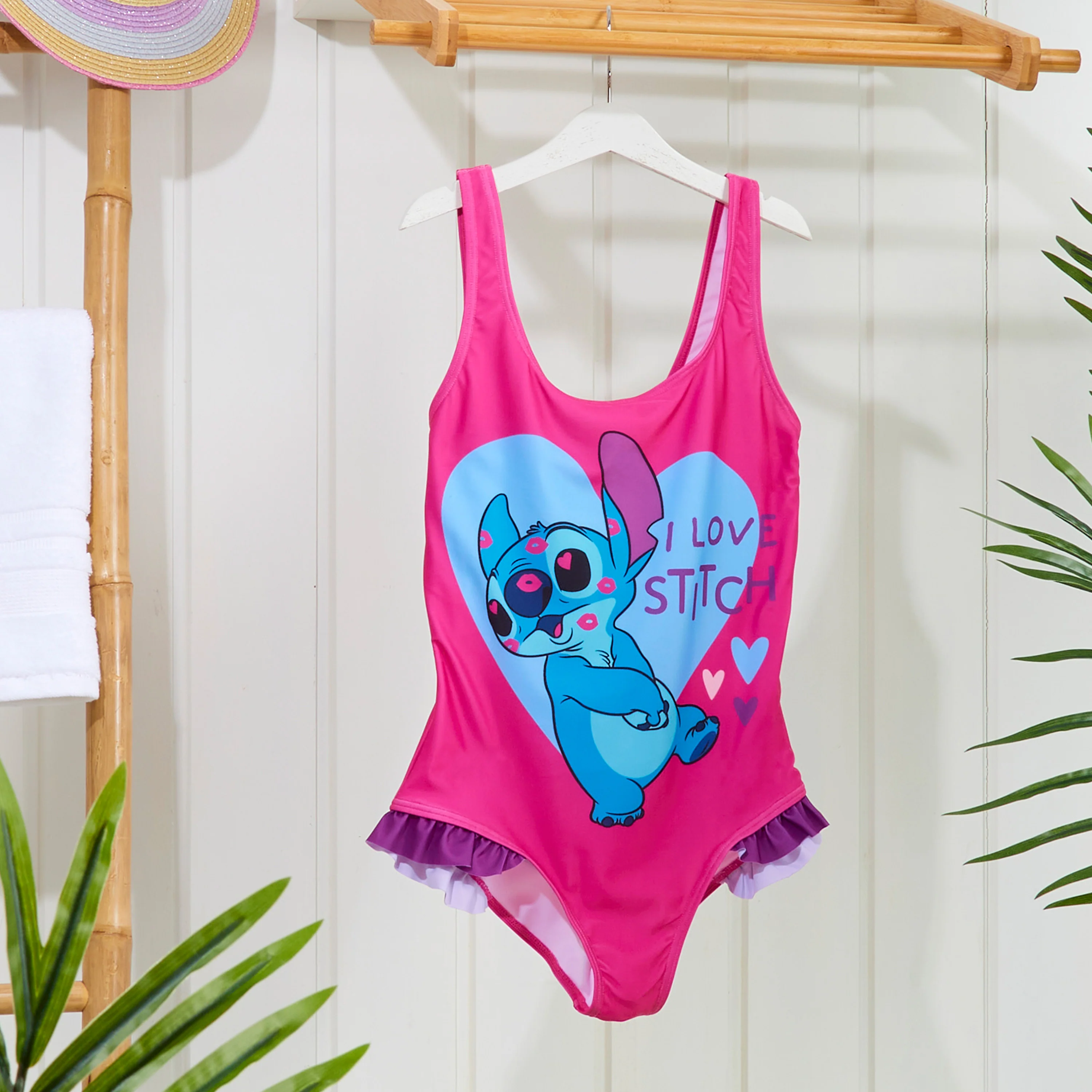 Disney Stitch Girls Swimming Costume Stretchy One Piece Swimsuit - Image 2