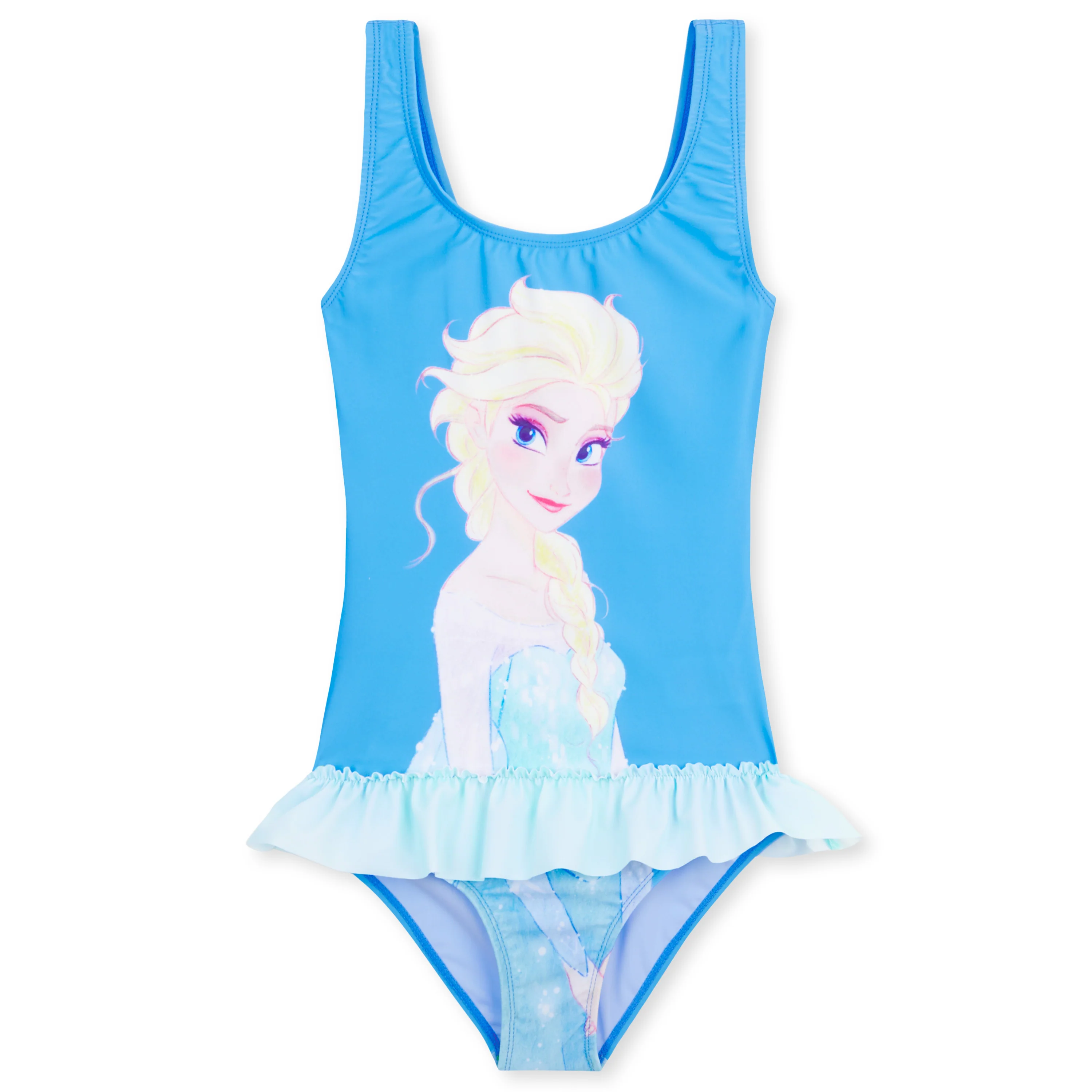 Disney Frozen Girls Swimming Costume Stretchy One Piece Swimsuit Comfy Swimwear