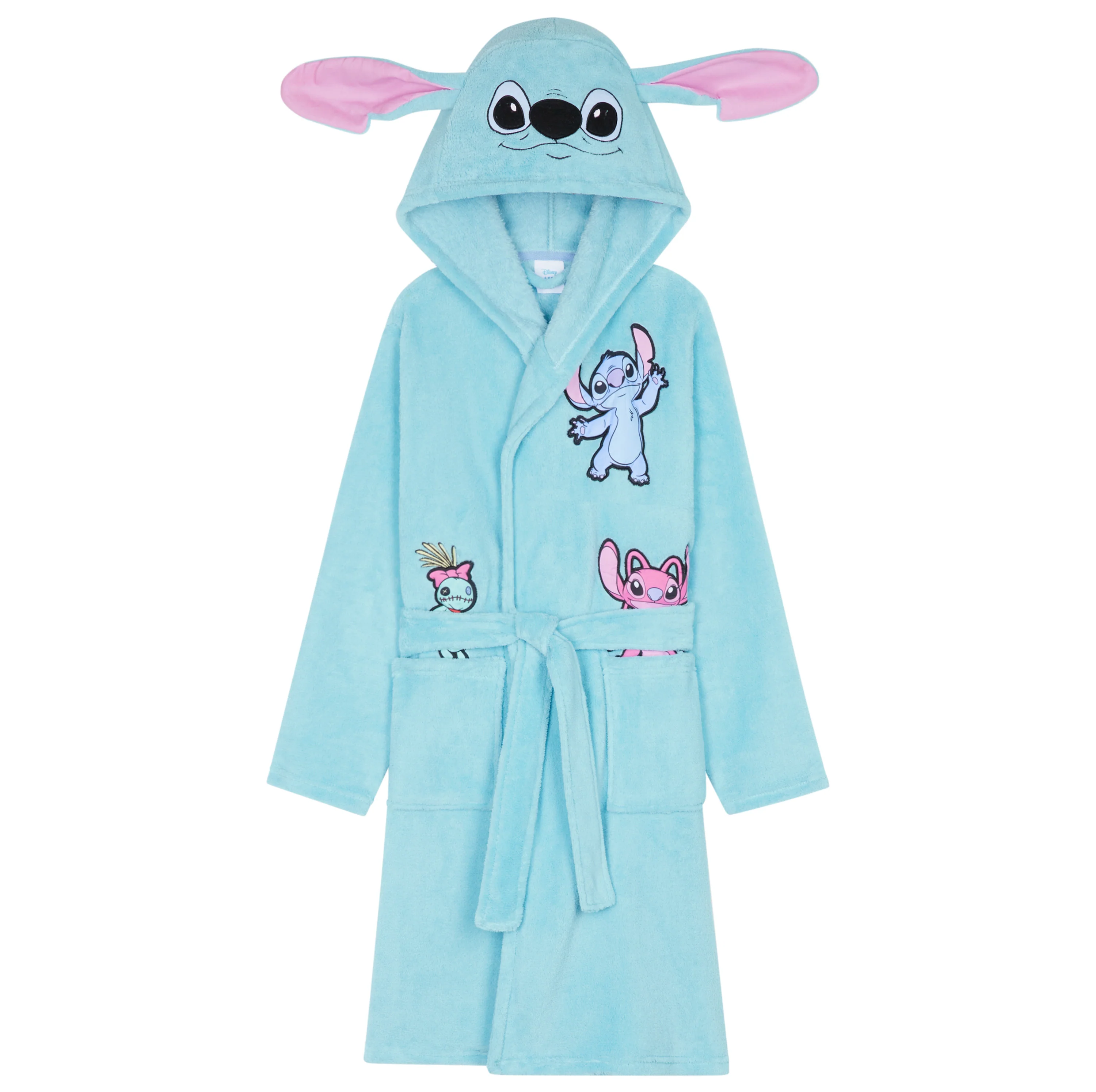 Disney Stitch Girls Teenagers Fleece Dressing Gown with Hood & Pockets, Cosy Robe Fluffy Loungewear Nightwear - Stitch Gifts