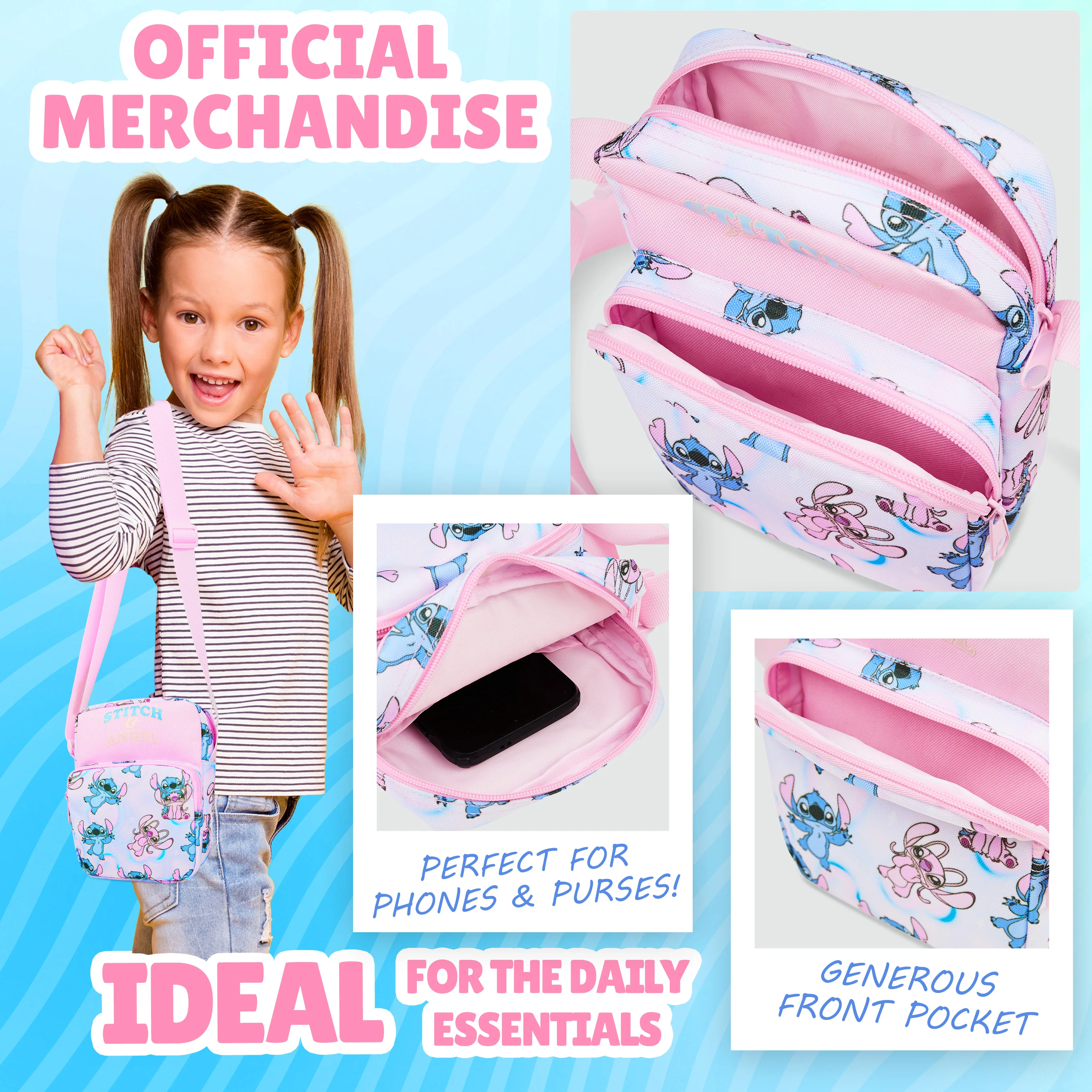 Disney Stitch Handbag for Girls Cross Body Bag Teens with Adjustable Strap - Image 3