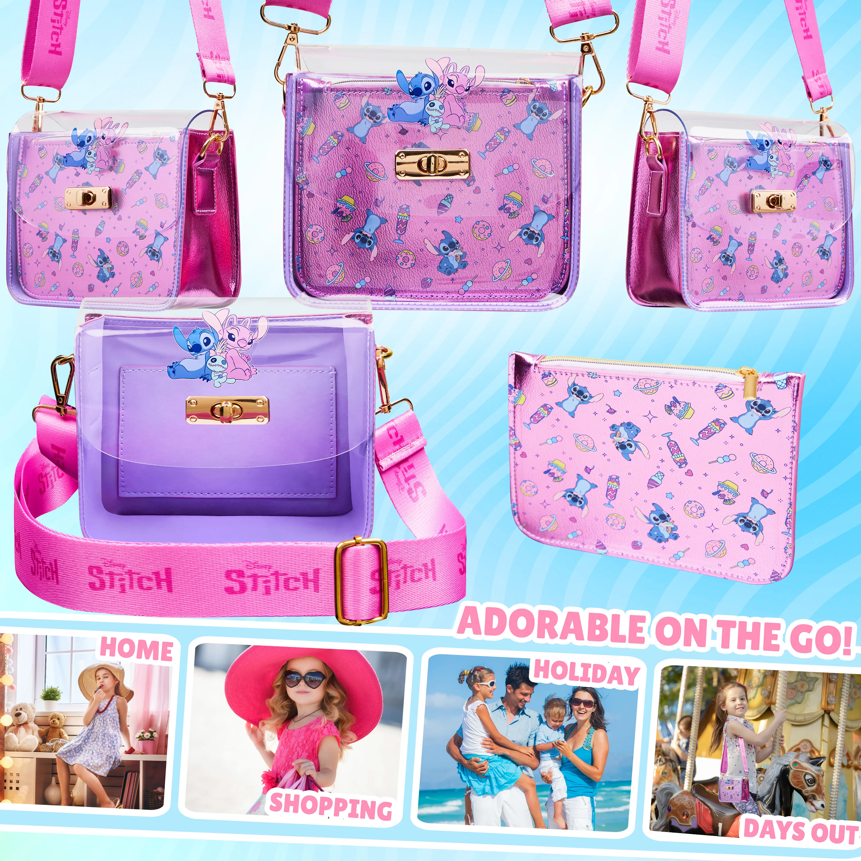 Disney Stitch Handbag for Girls Teens Crossbody Shoulder Bag and Zipped Coin Purse Travel Holiday Shopping Stitch Gifts - Image 2
