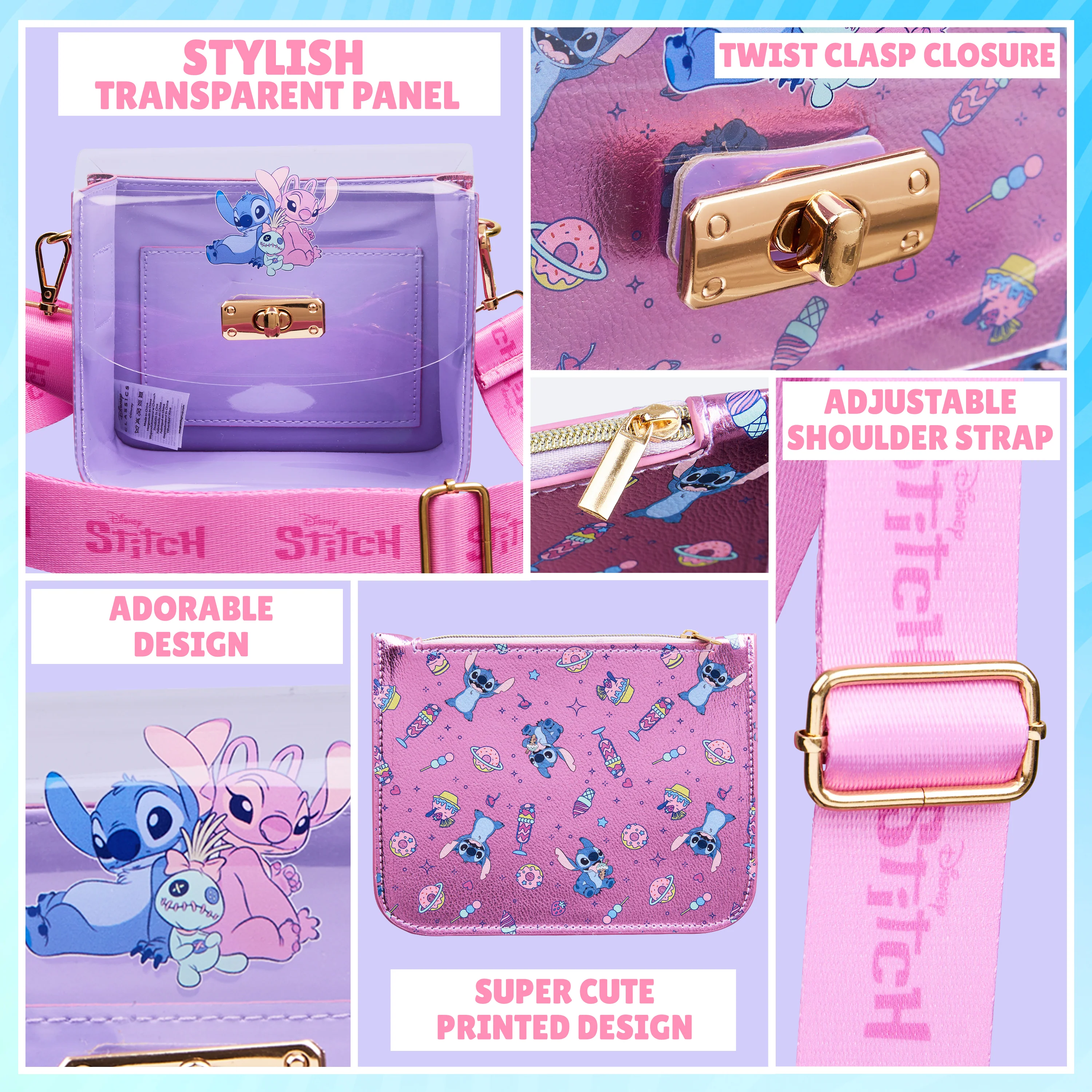 Disney Stitch Handbag for Girls Teens Crossbody Shoulder Bag and Zipped Coin Purse Travel Holiday Shopping Stitch Gifts - Image 4